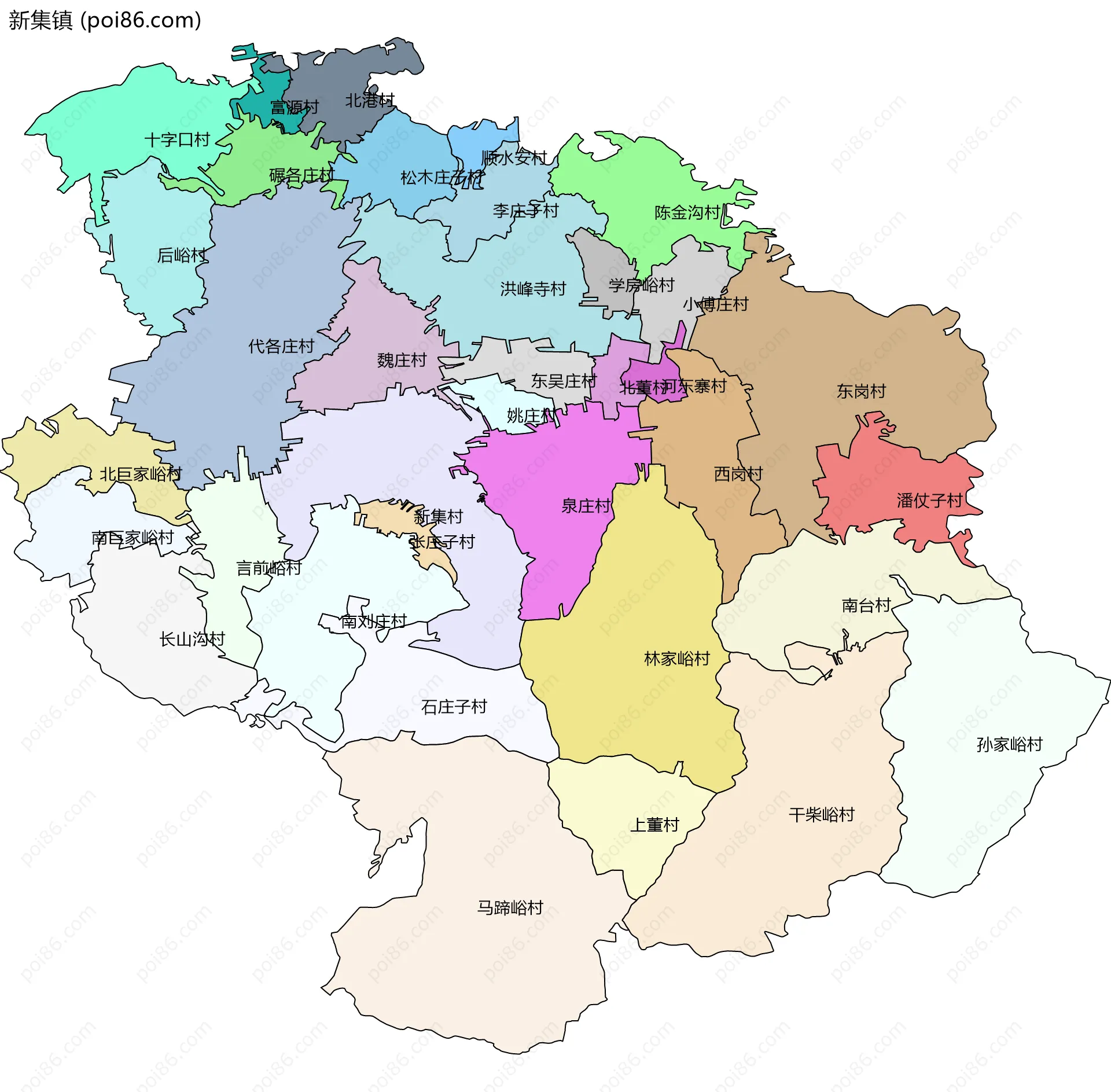 新集镇边界地图(五级行政区划)