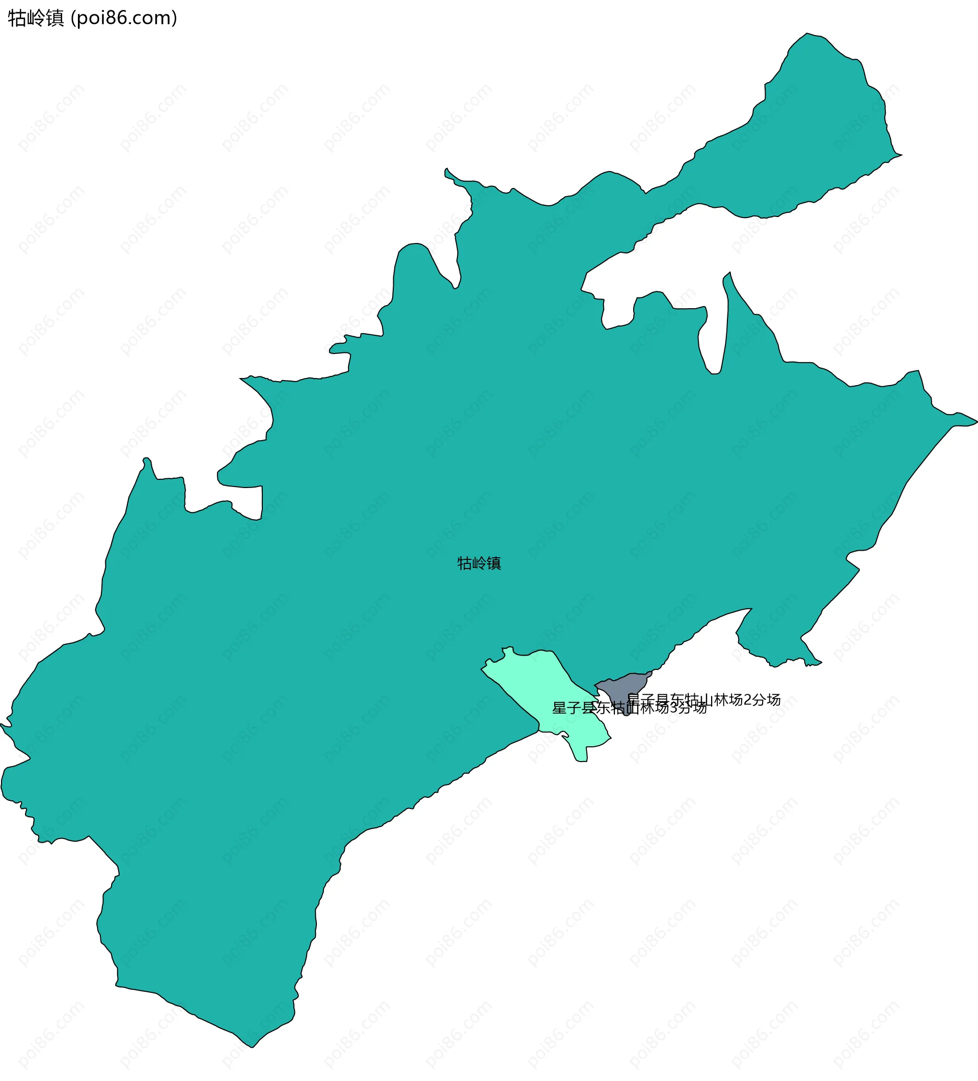 牯岭镇边界地图(五级行政区划)