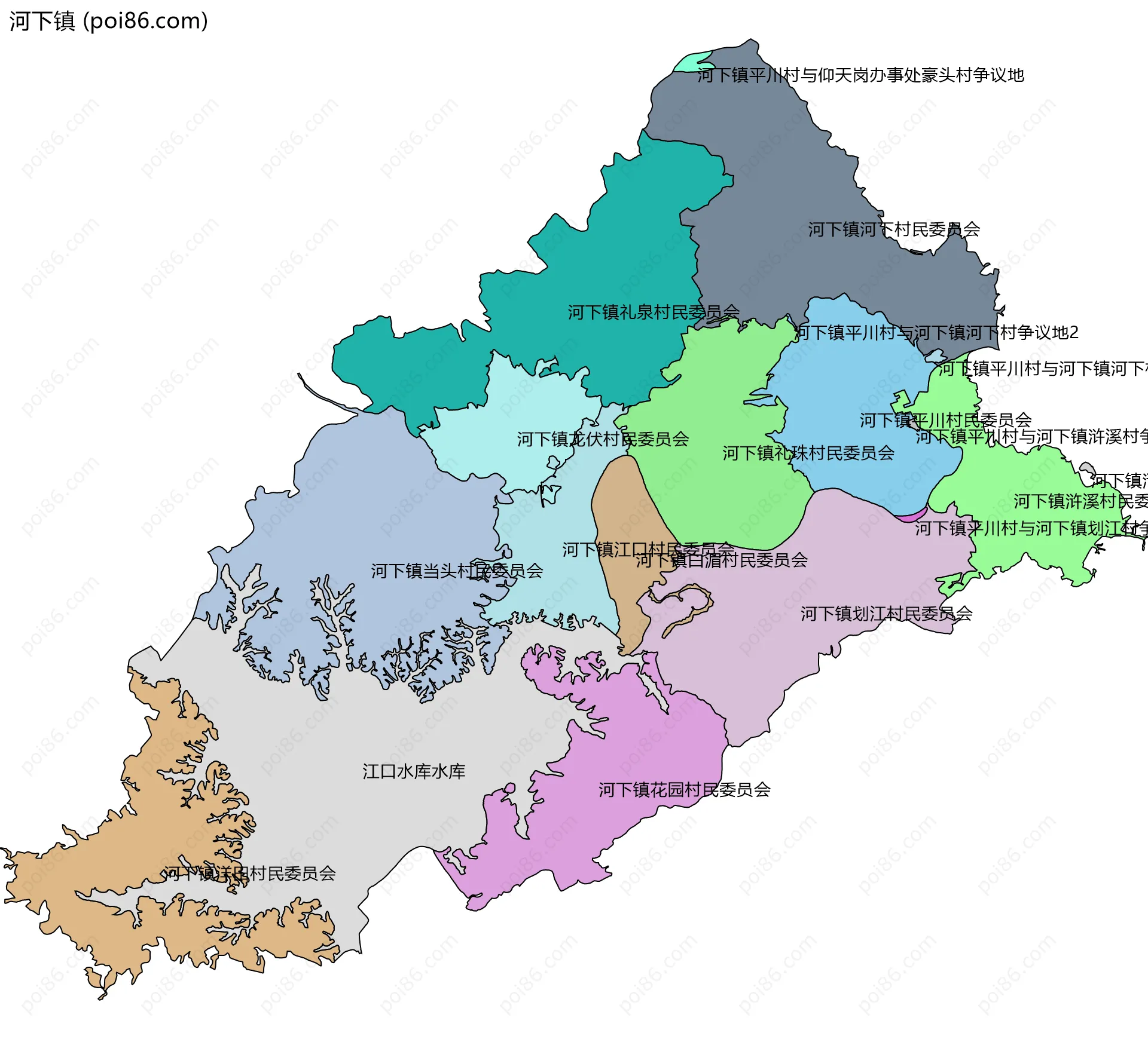 河下镇边界地图(五级行政区划)