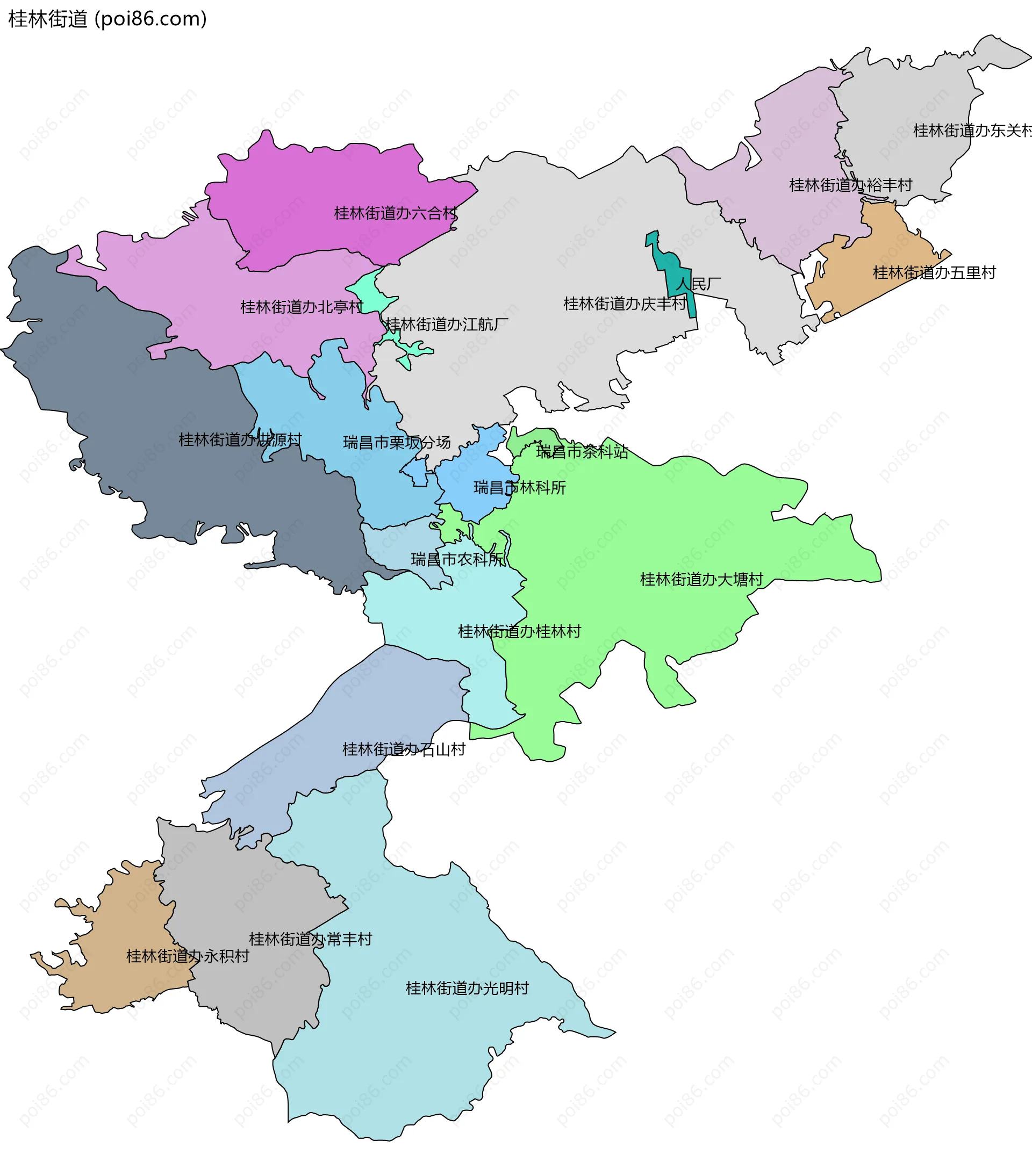 桂林街道边界地图(五级行政区划)