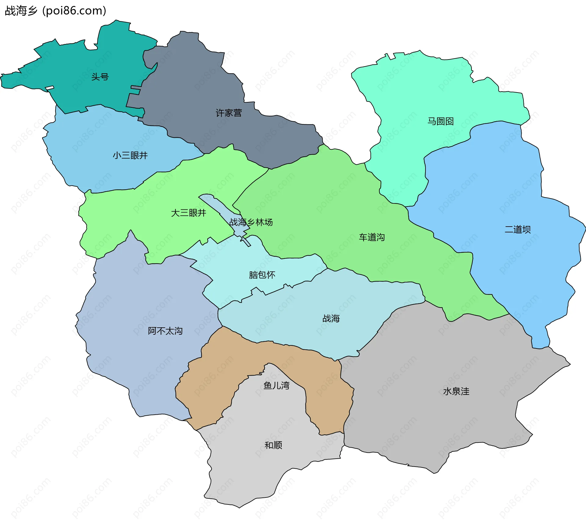 战海乡边界地图(五级行政区划)