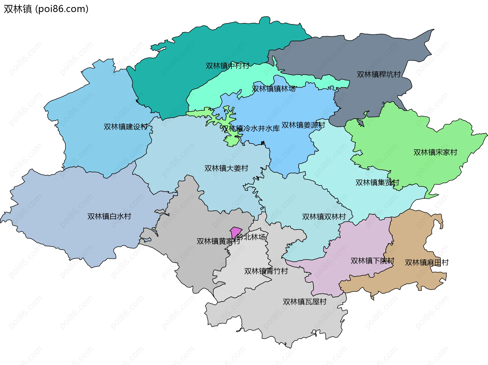 双林镇边界地图(五级行政区划)