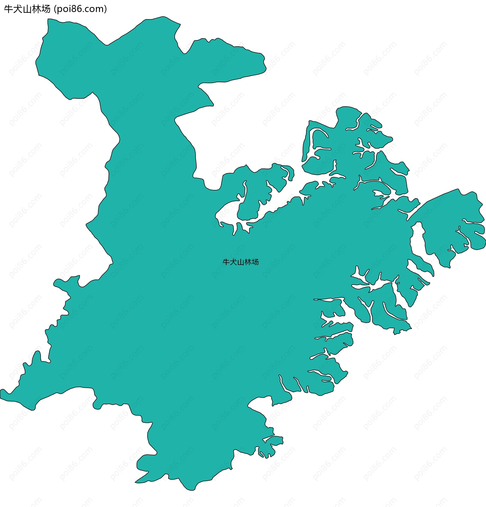 牛犬山林场边界地图(五级行政区划)