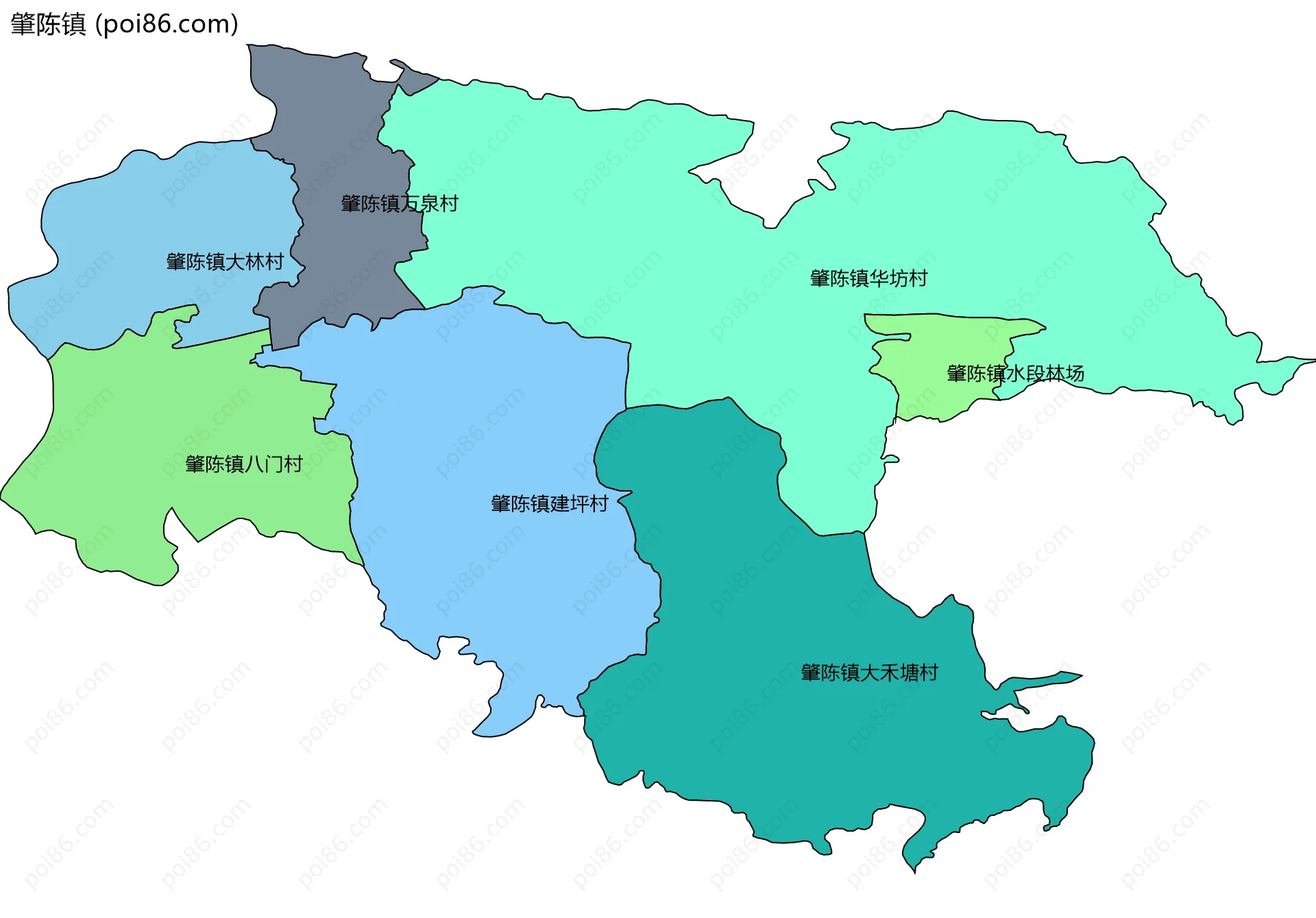 肇陈镇边界地图(五级行政区划)
