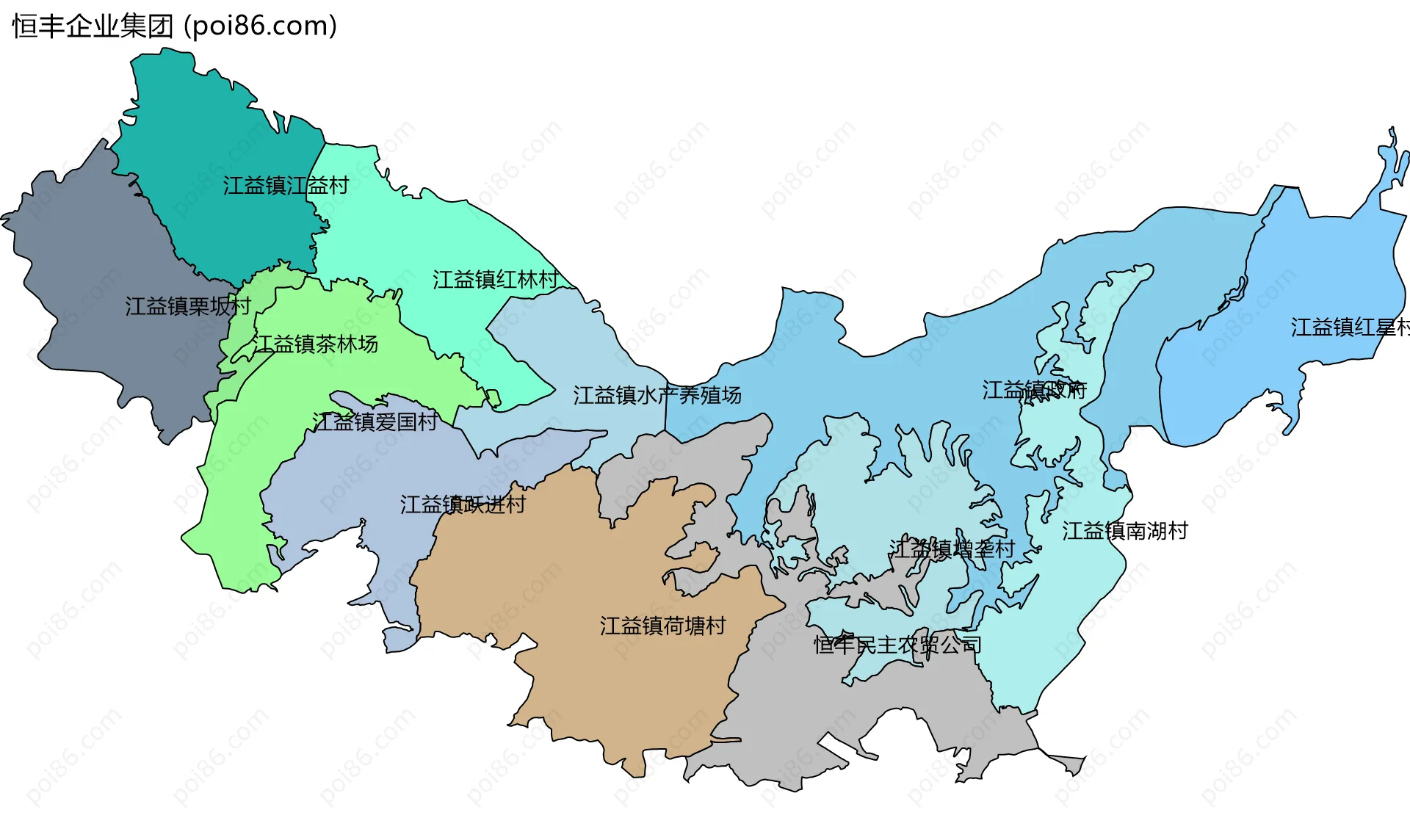 恒丰企业集团边界地图(五级行政区划)