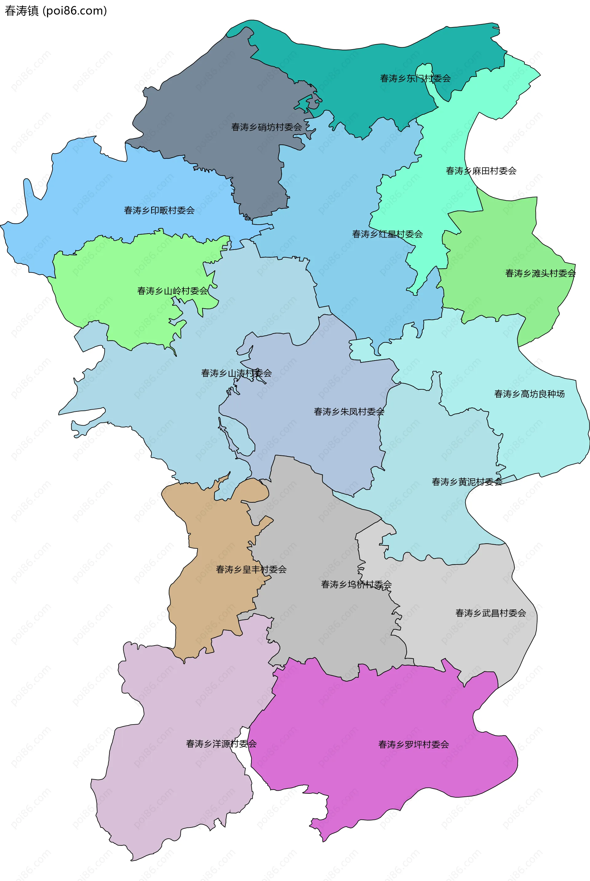 春涛镇边界地图(五级行政区划)