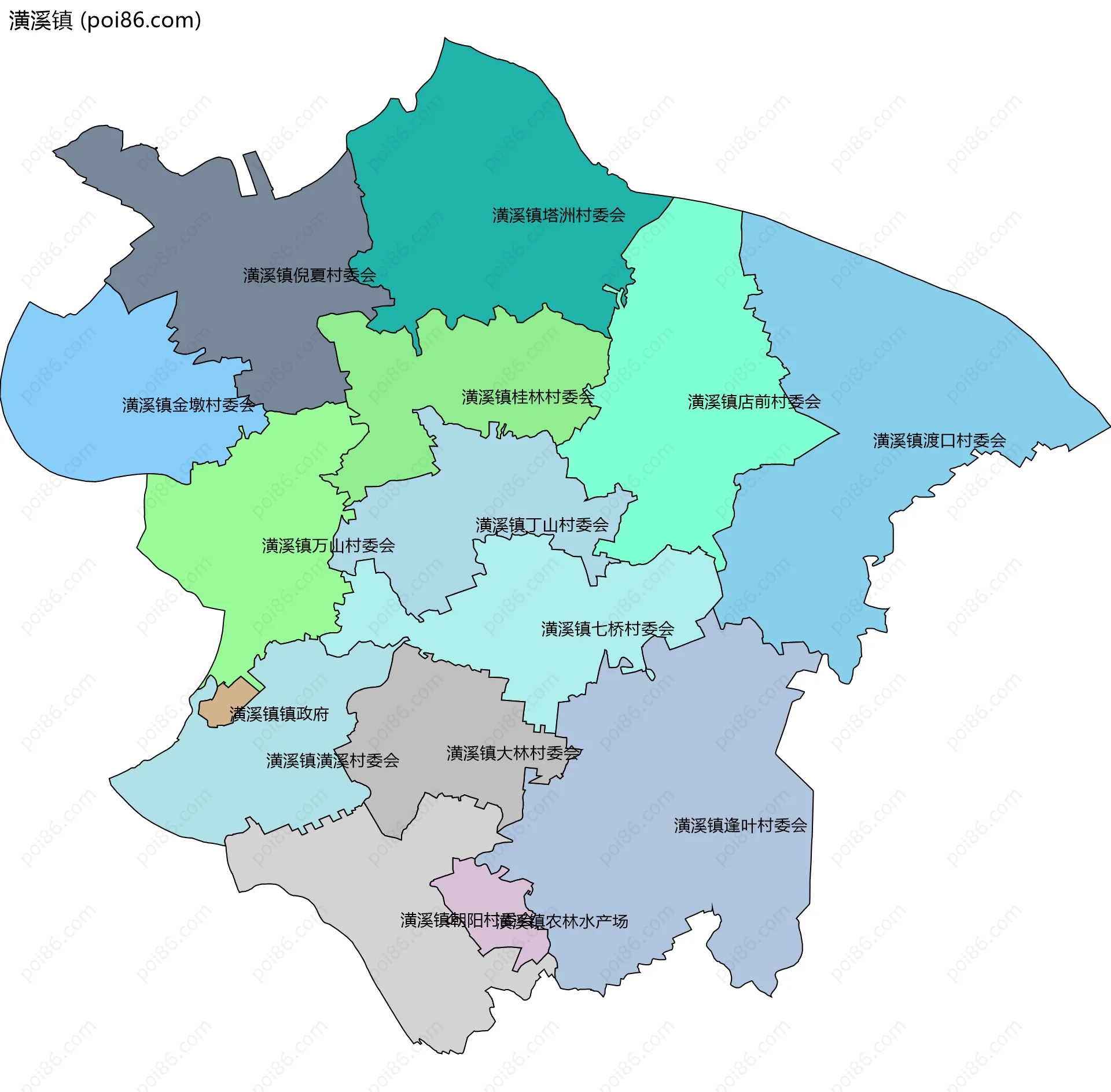 潢溪镇边界地图(五级行政区划)