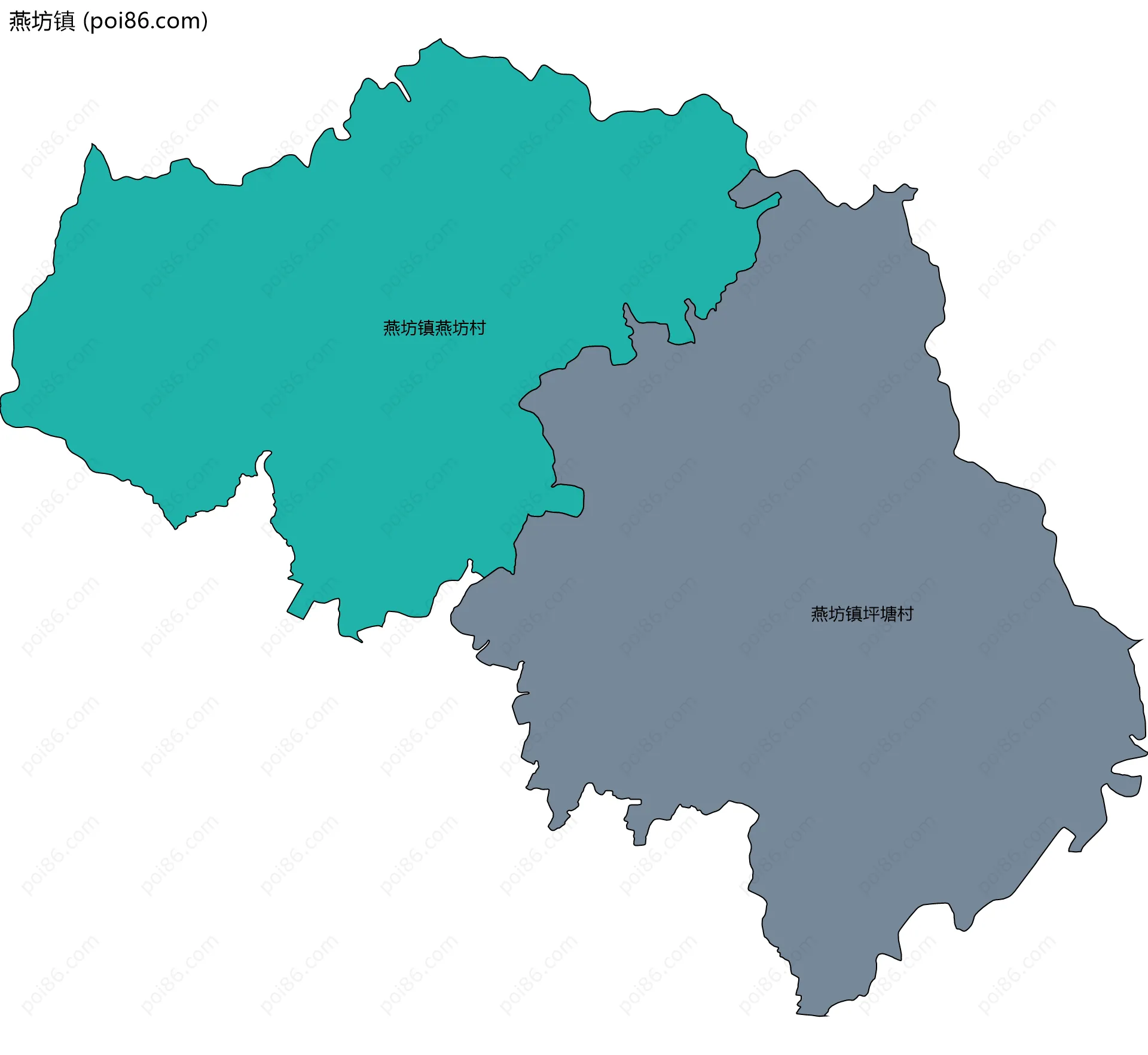 燕坊镇边界地图(五级行政区划)