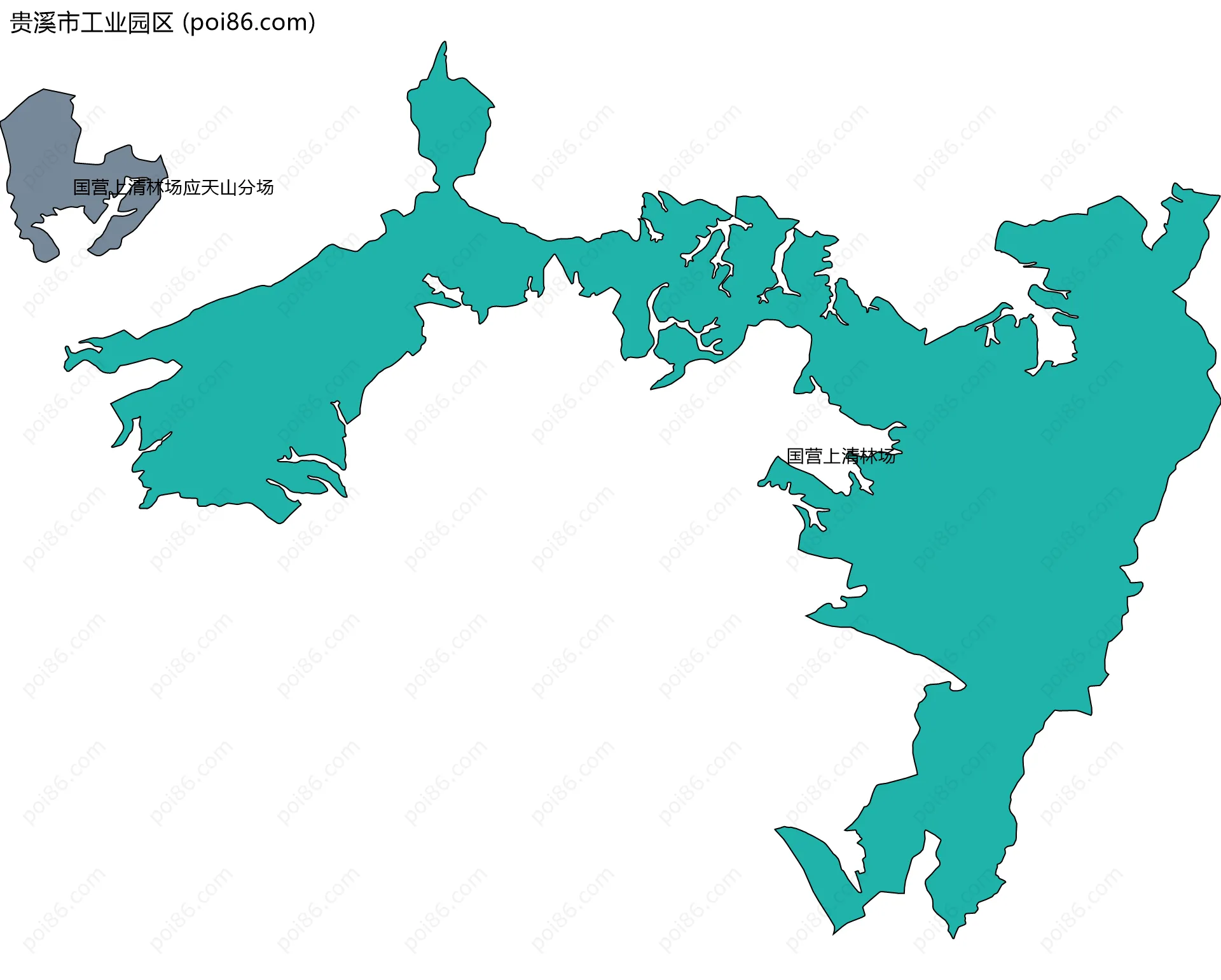 贵溪市工业园区边界地图(五级行政区划)