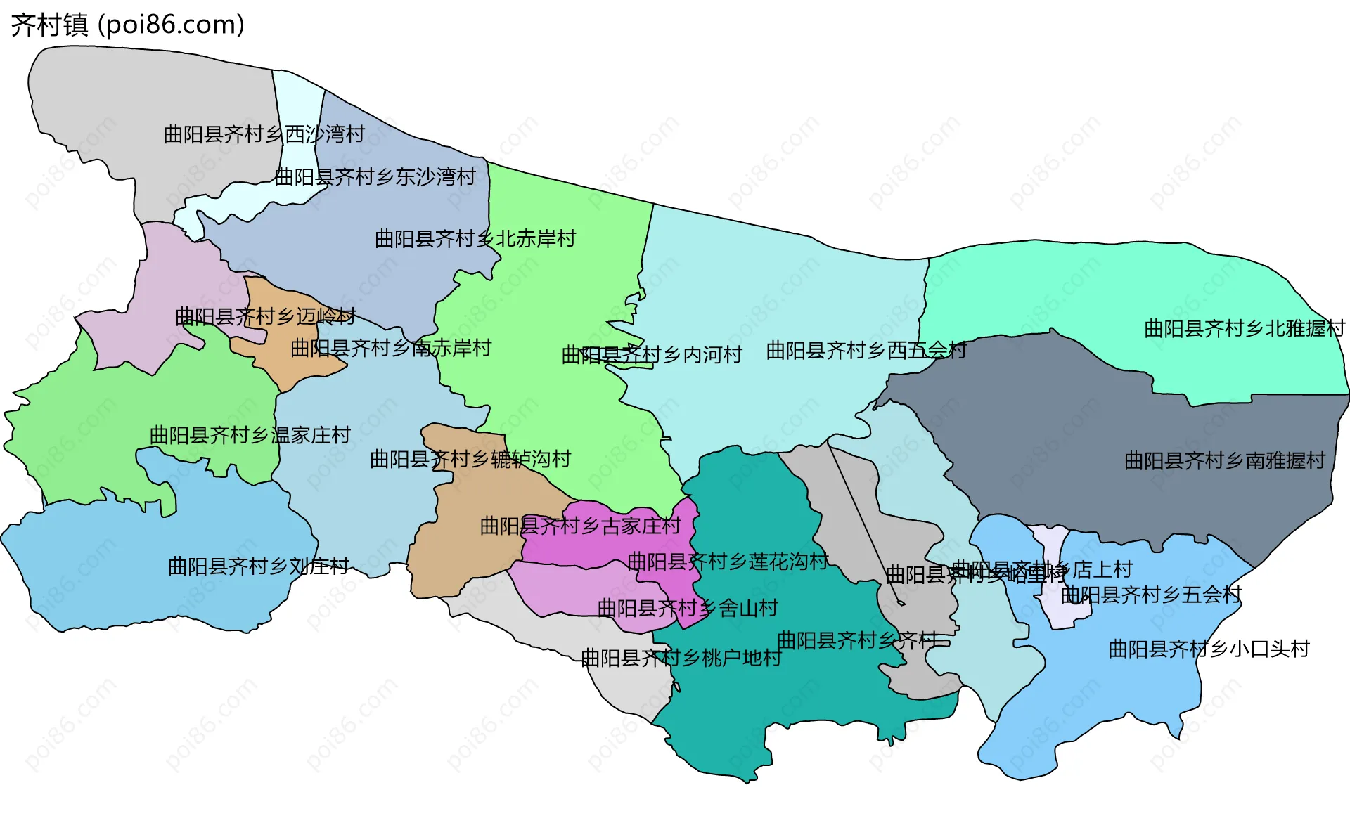 齐村镇边界地图(五级行政区划)
