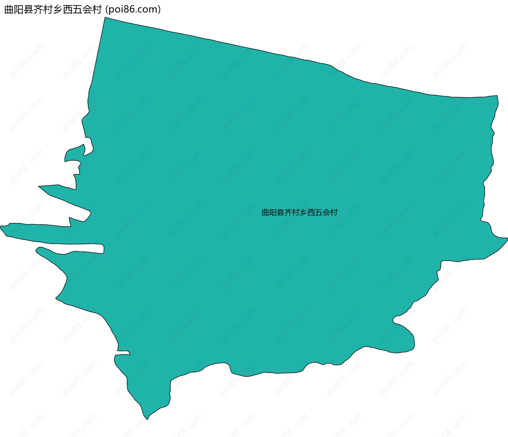 曲阳县齐村乡西五会村边界地图