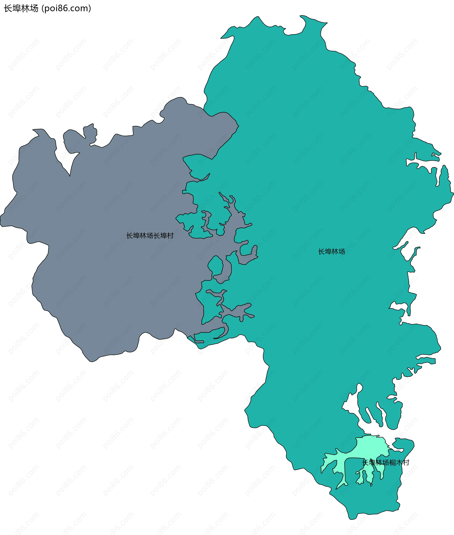 长埠林场边界地图(五级行政区划)