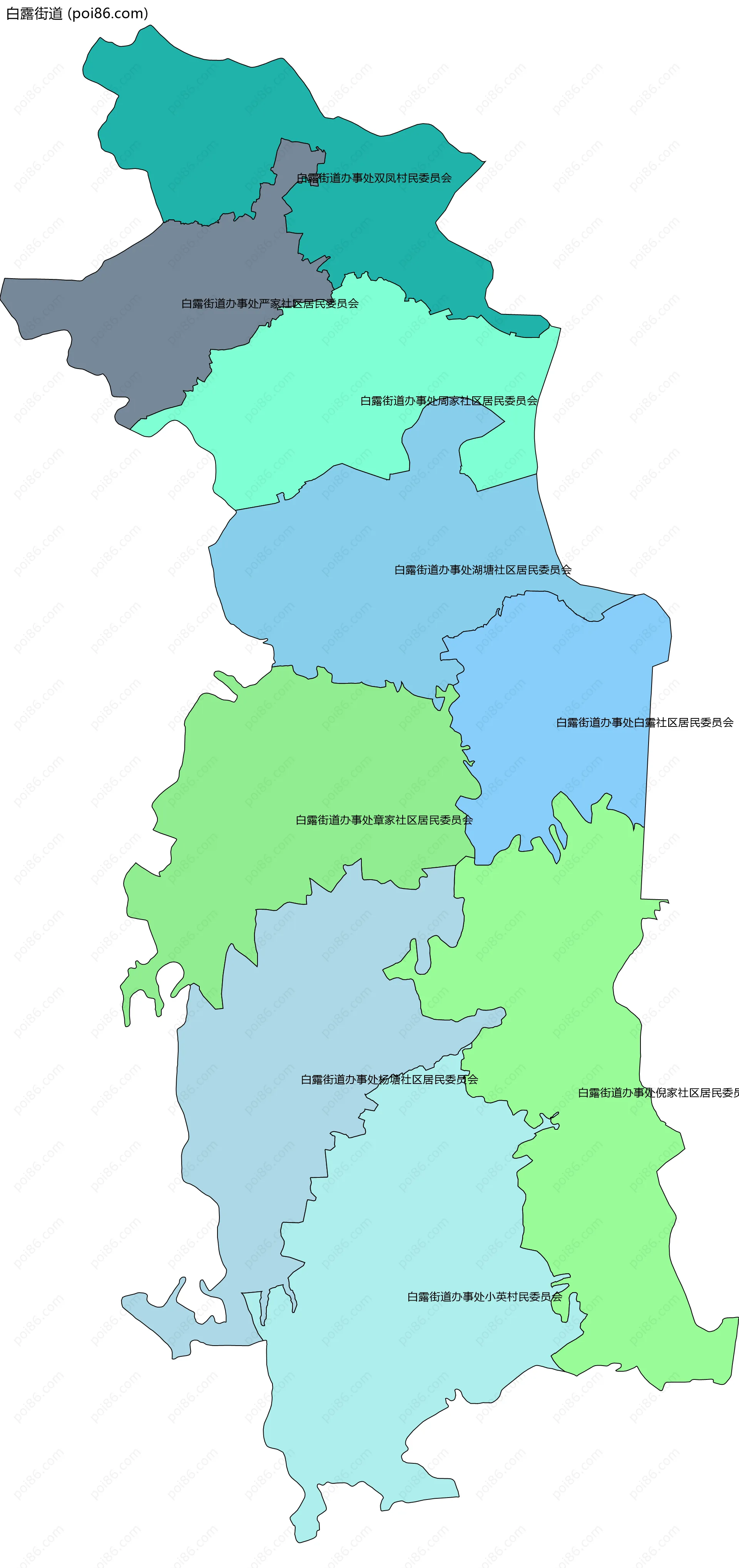白露街道边界地图(五级行政区划)