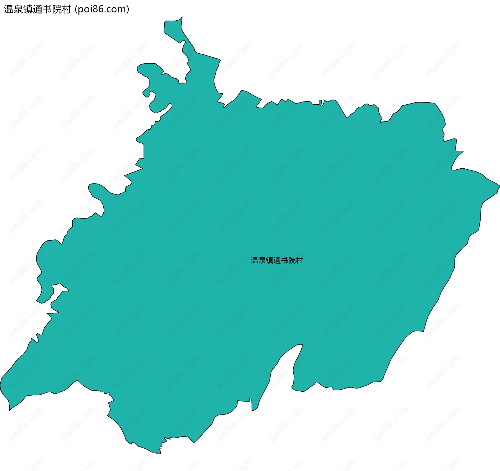 温泉镇通书院村边界地图