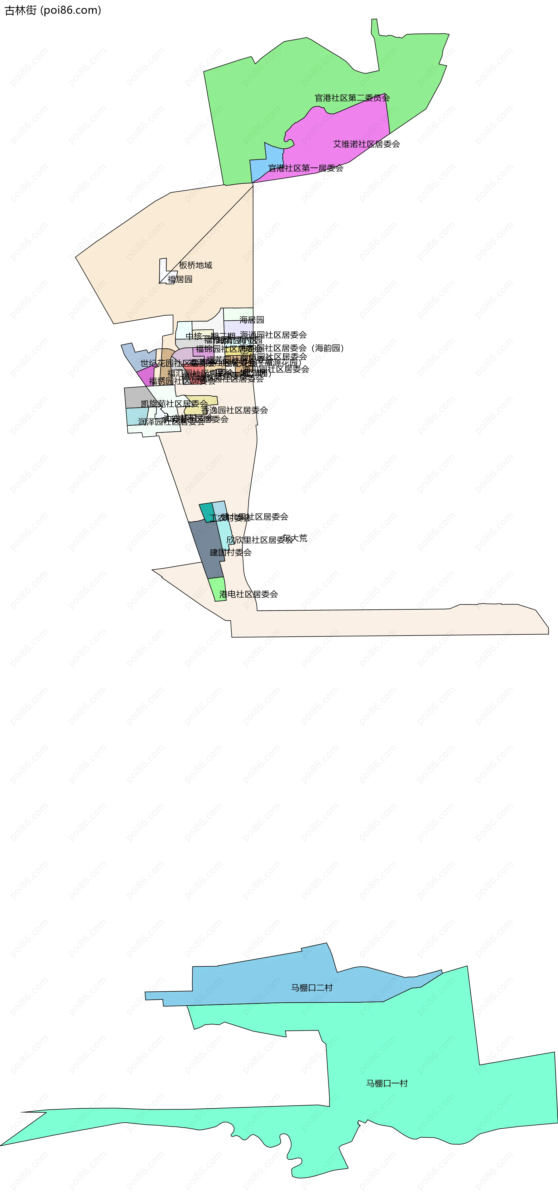 古林街边界地图(五级行政区划)