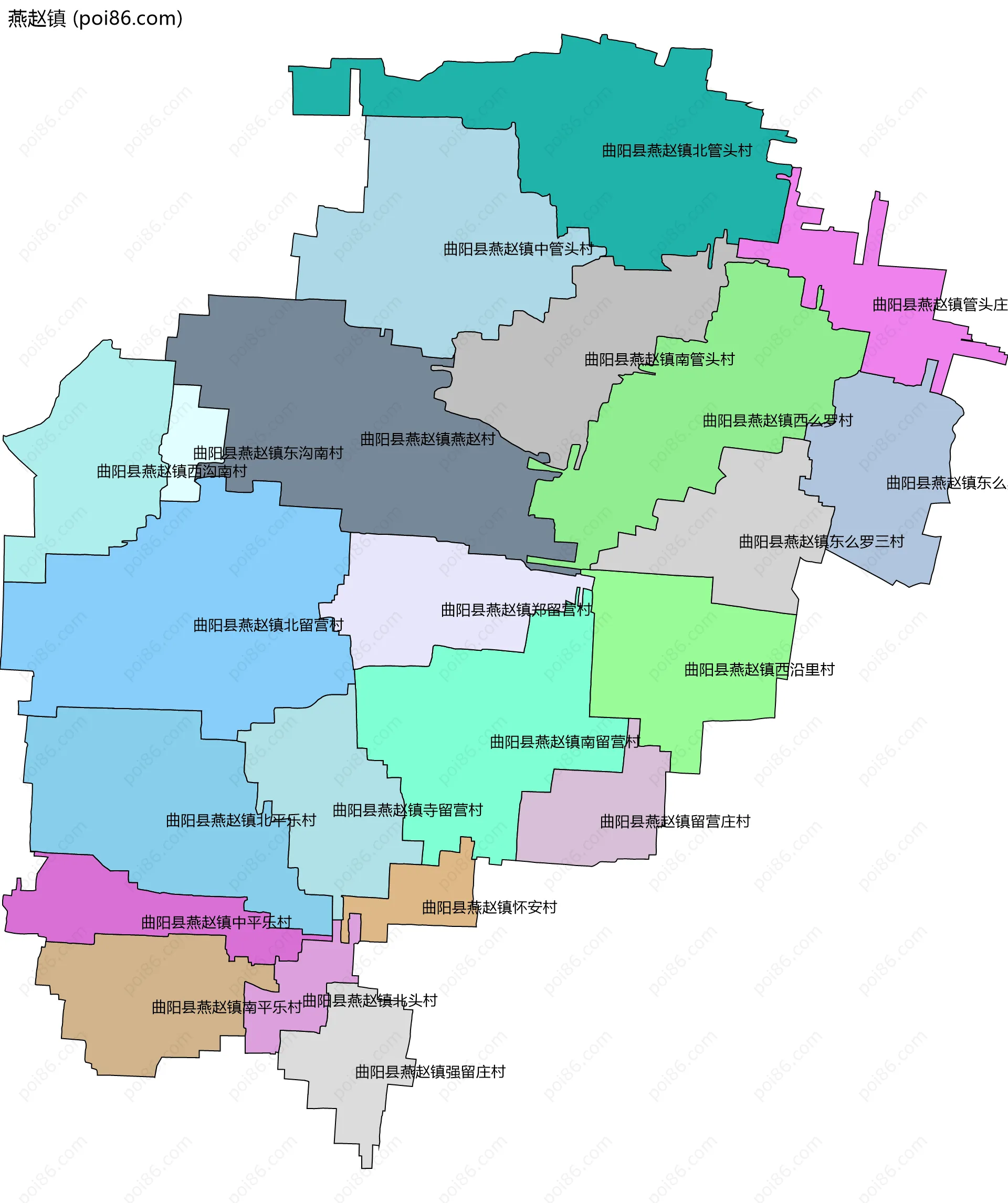 燕赵镇边界地图(五级行政区划)