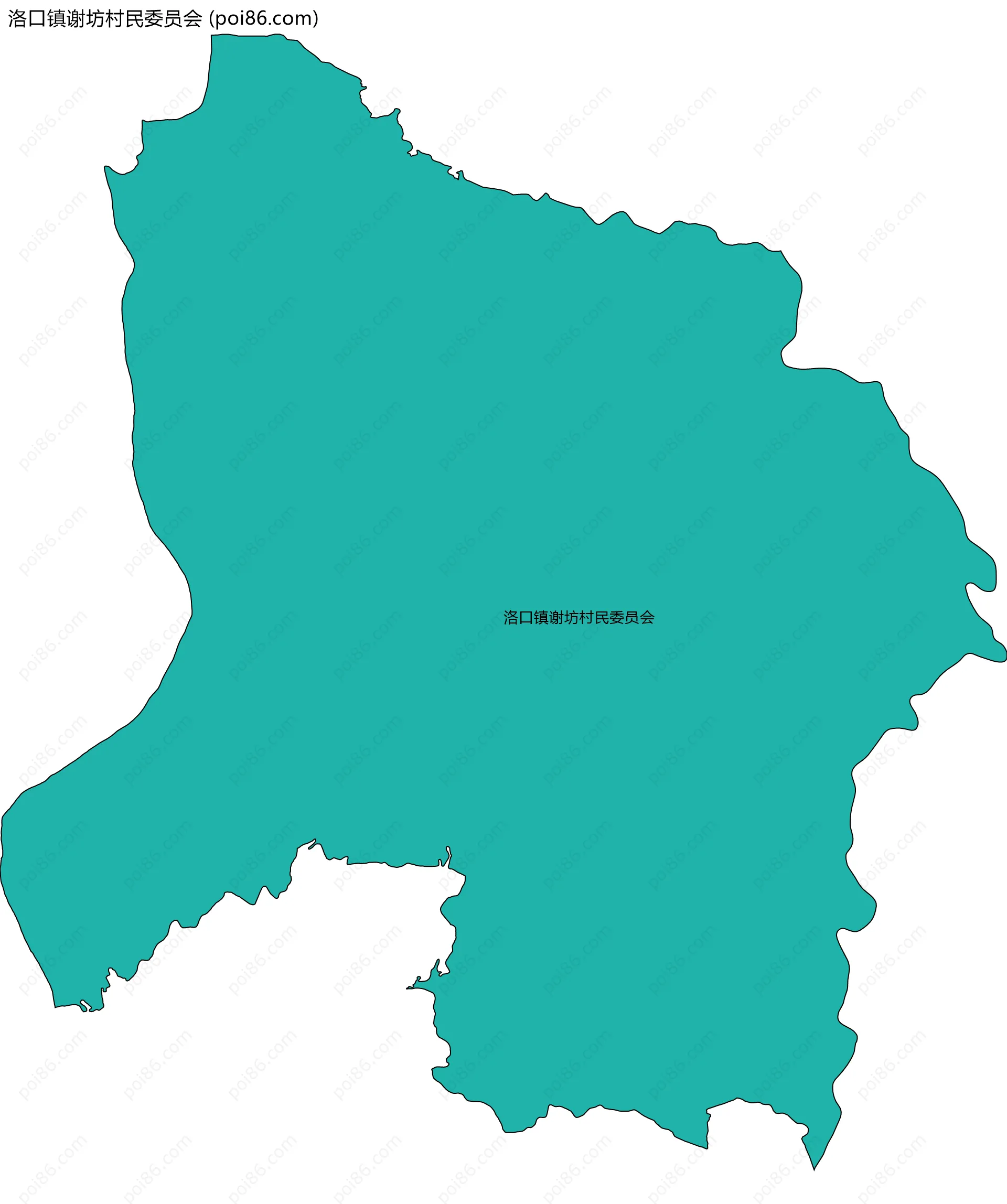 洛口镇谢坊村民委员会边界地图