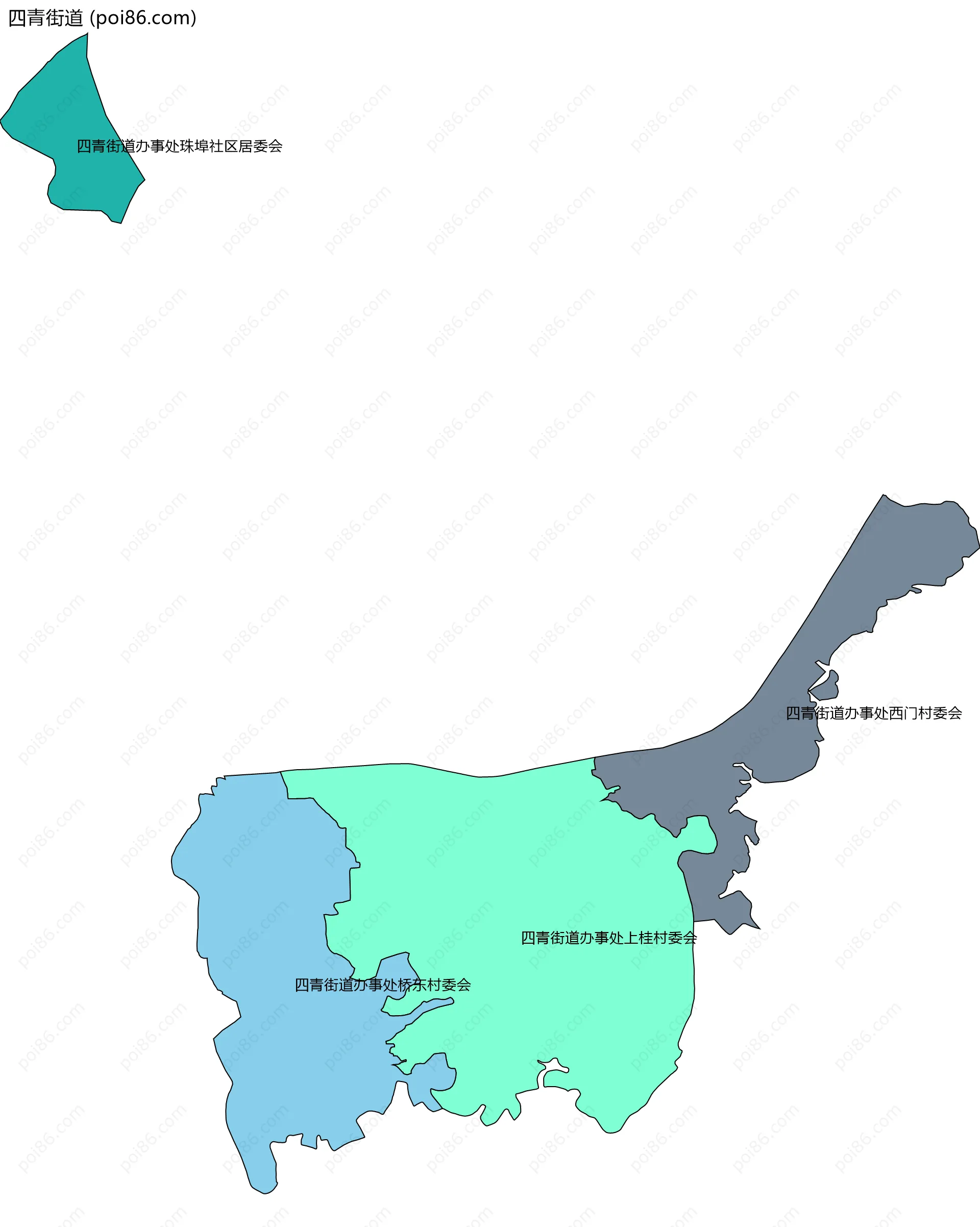 四青街道边界地图(五级行政区划)