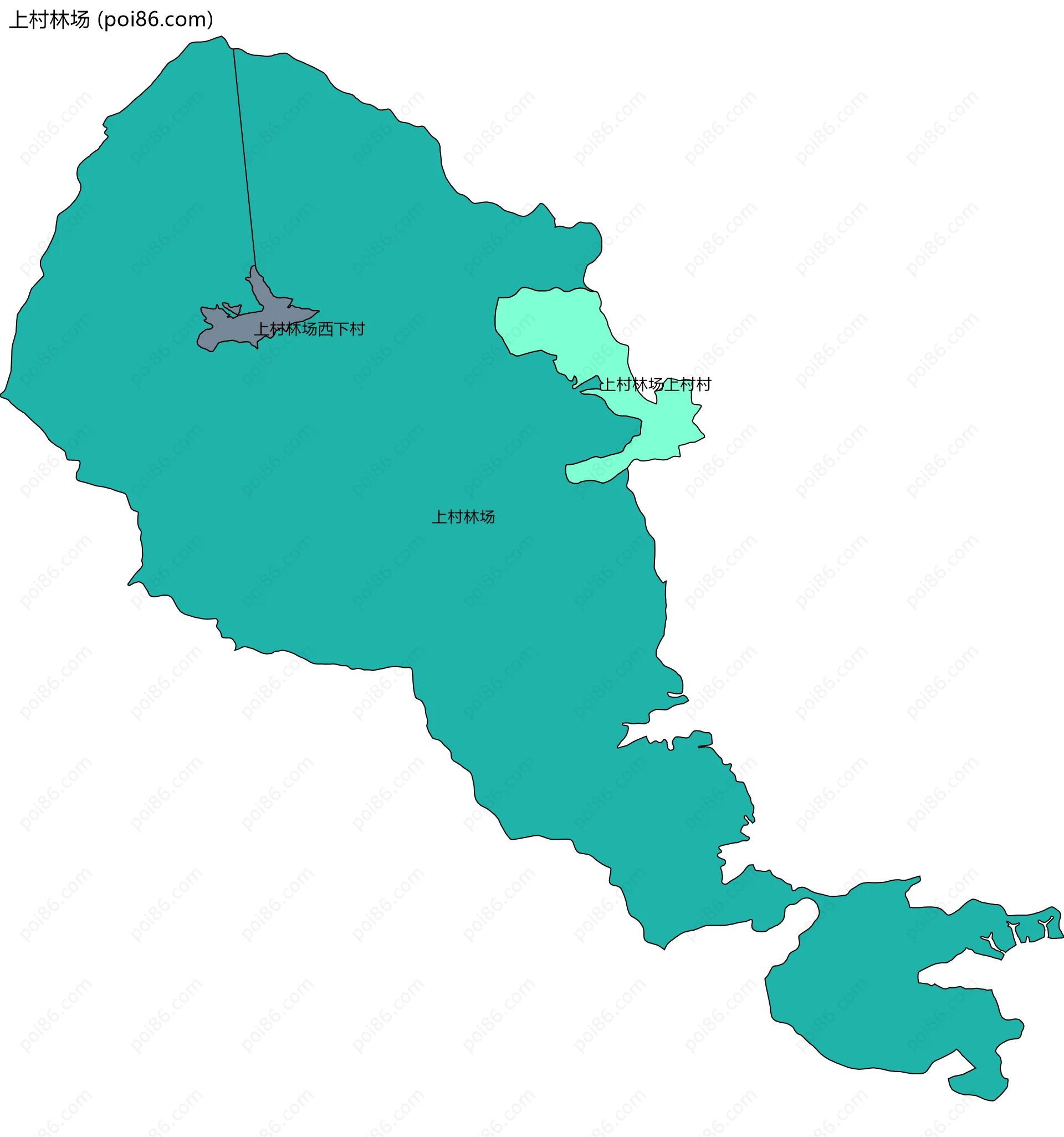 上村林场边界地图(五级行政区划)