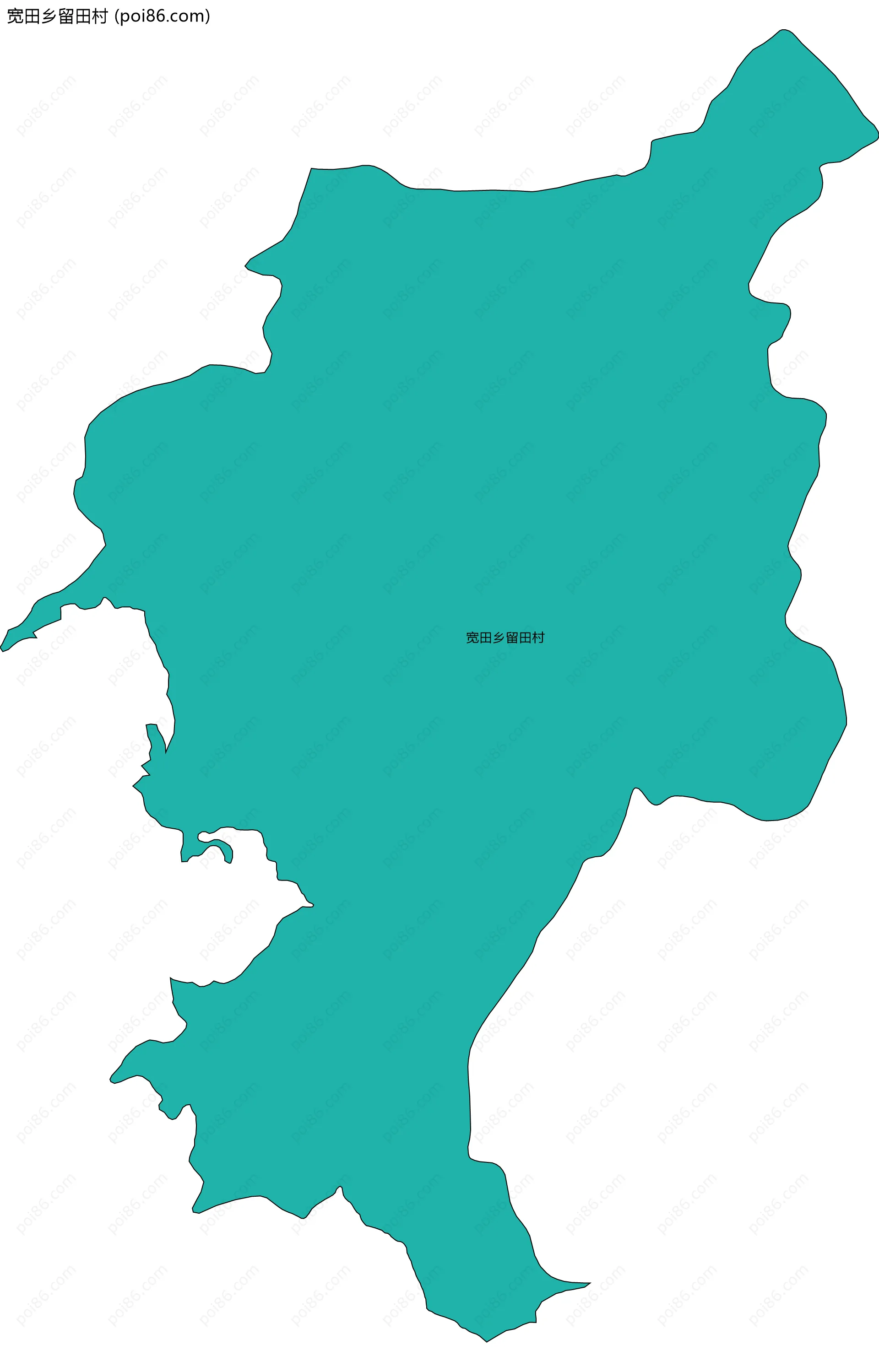 宽田乡留田村边界地图