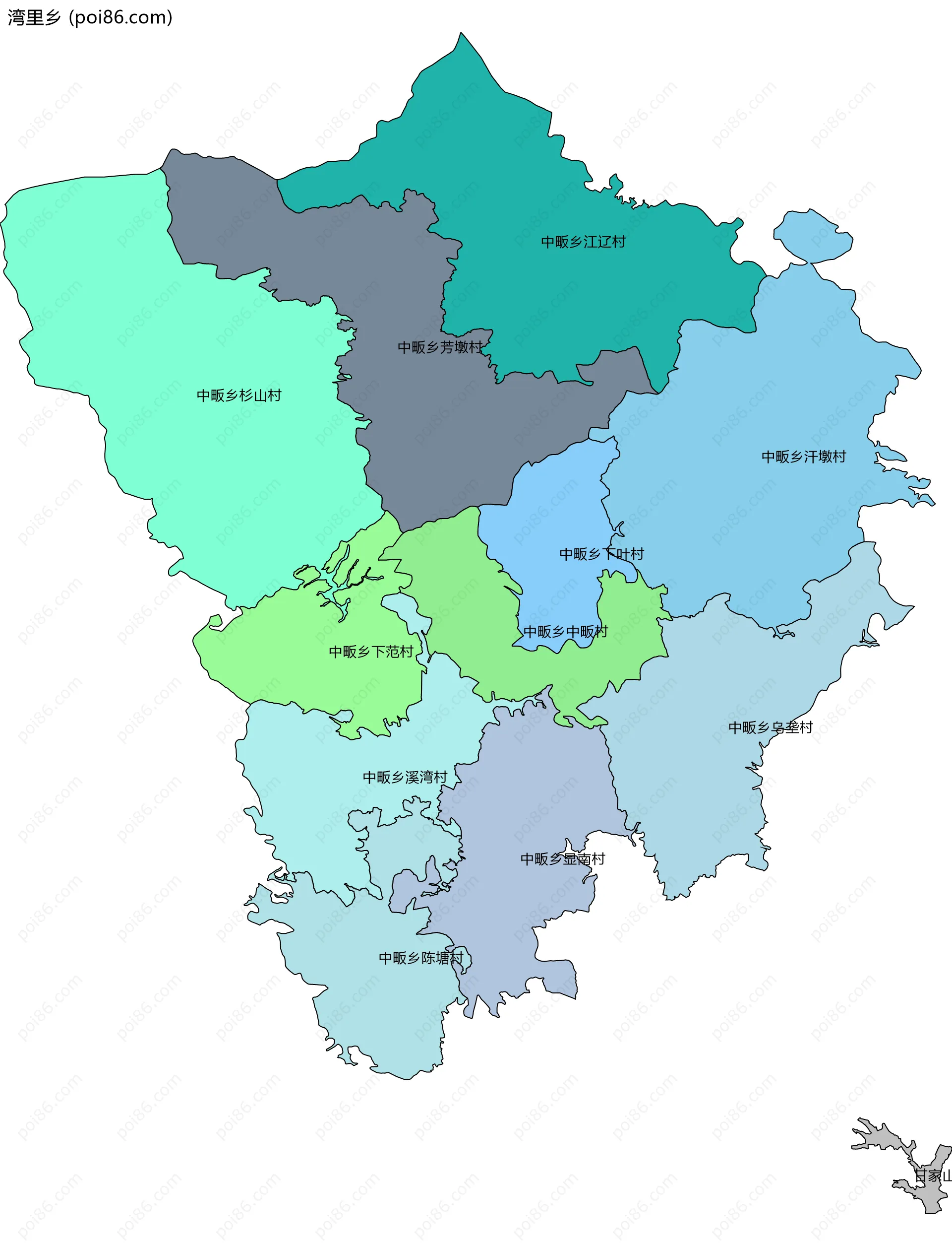 湾里乡边界地图(五级行政区划)