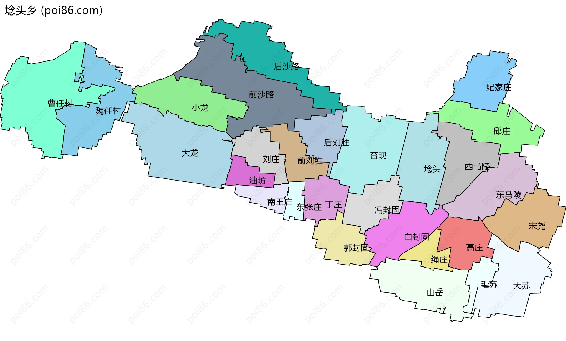 埝头乡边界地图(五级行政区划)