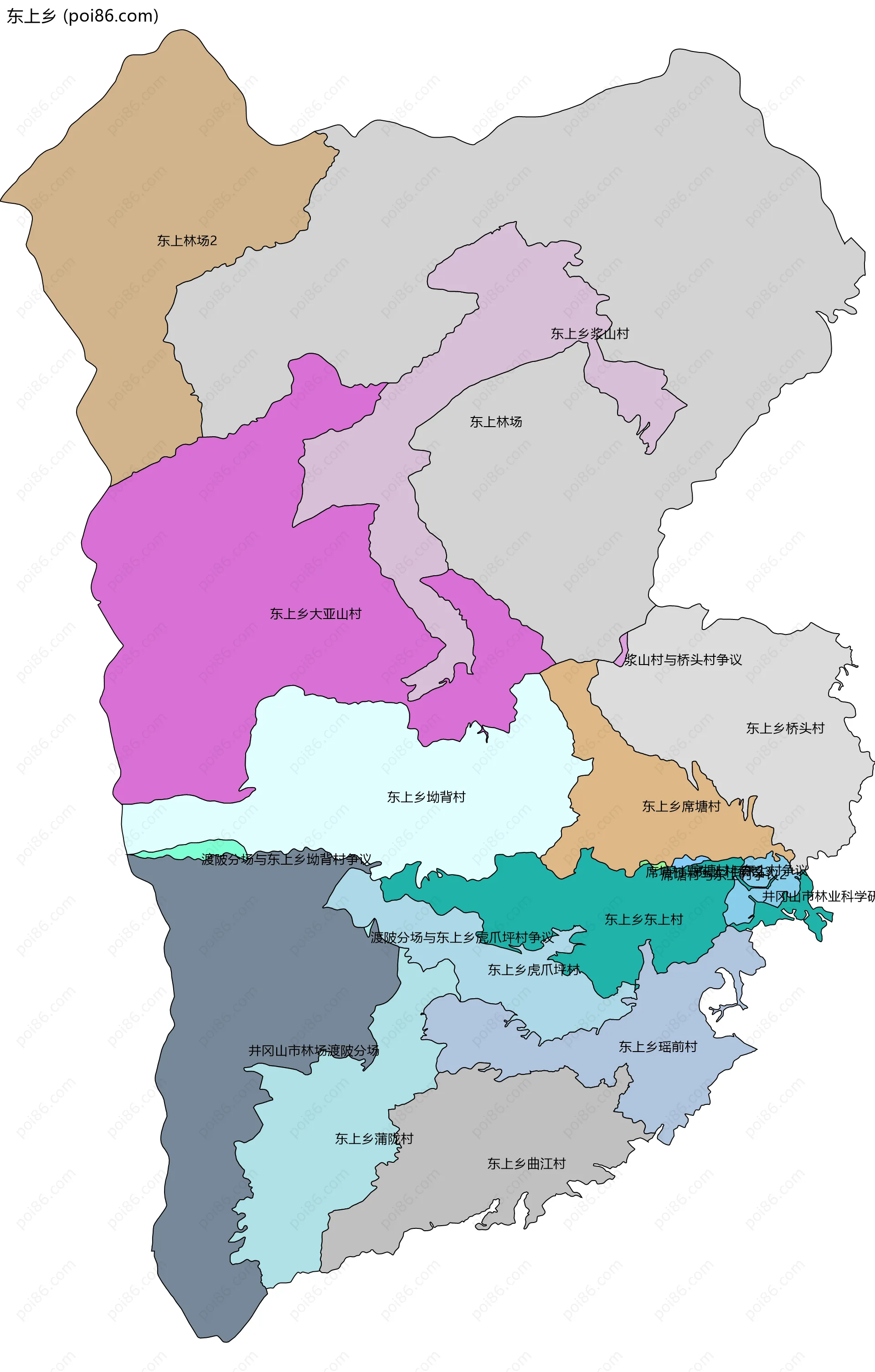 东上乡边界地图(五级行政区划)