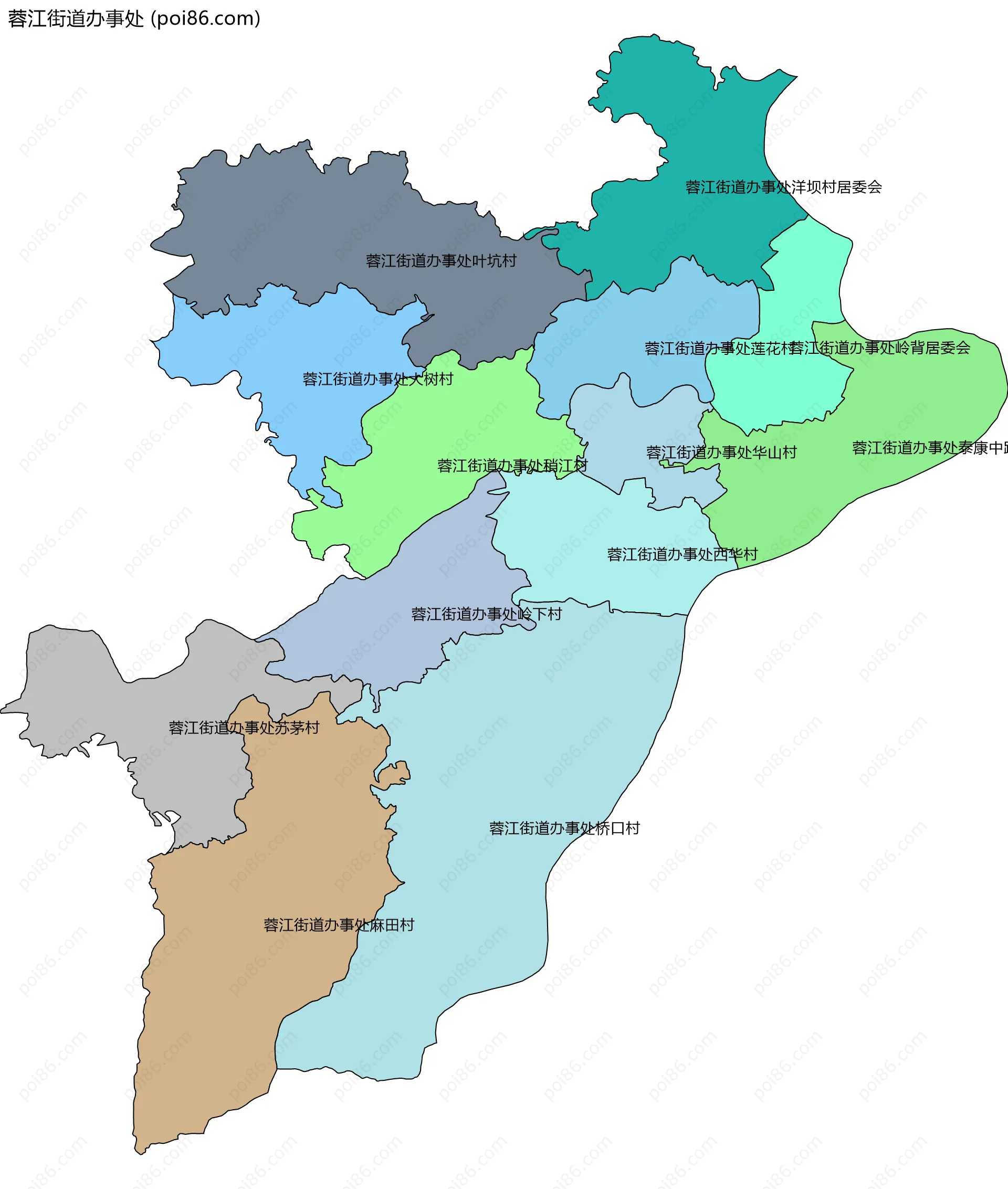 蓉江街道办事处边界地图(五级行政区划)