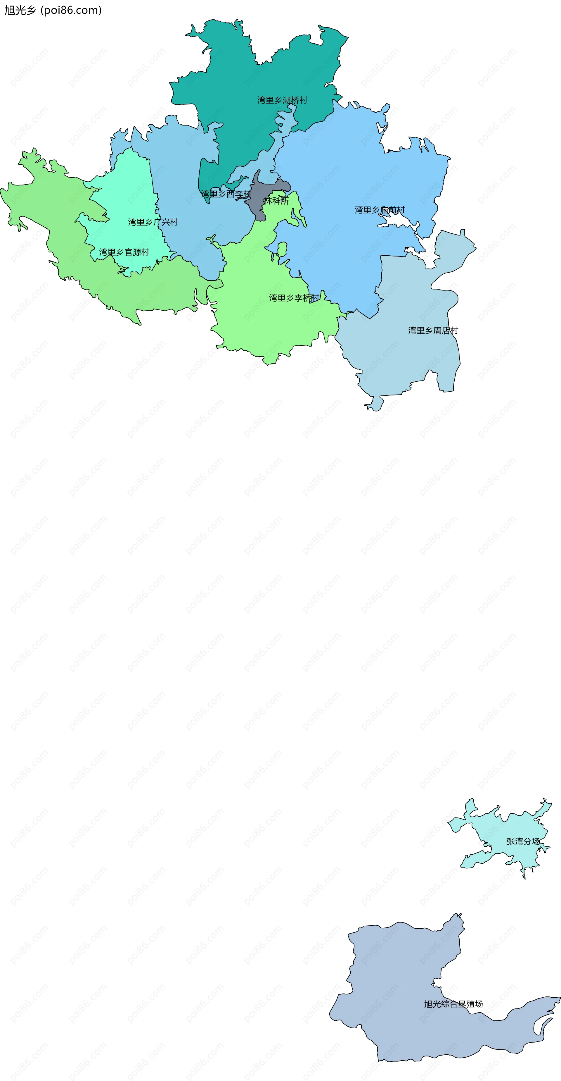 旭光乡边界地图(五级行政区划)