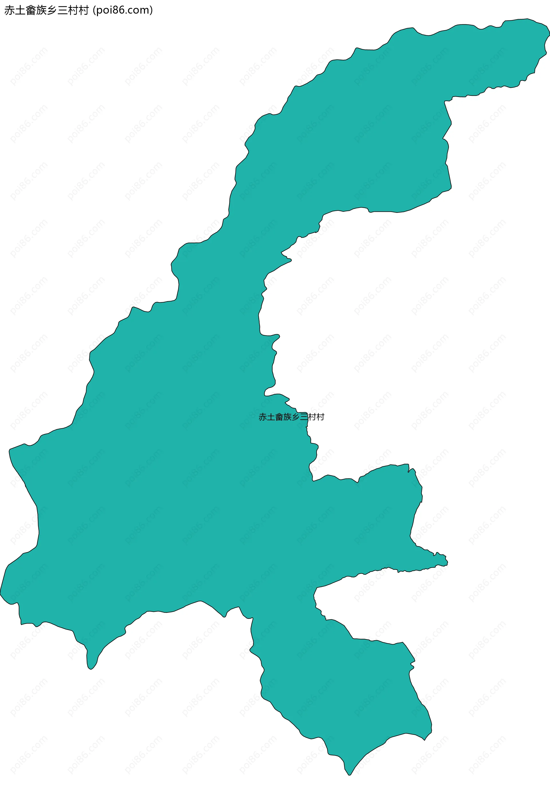 赤土畲族乡三村村边界地图