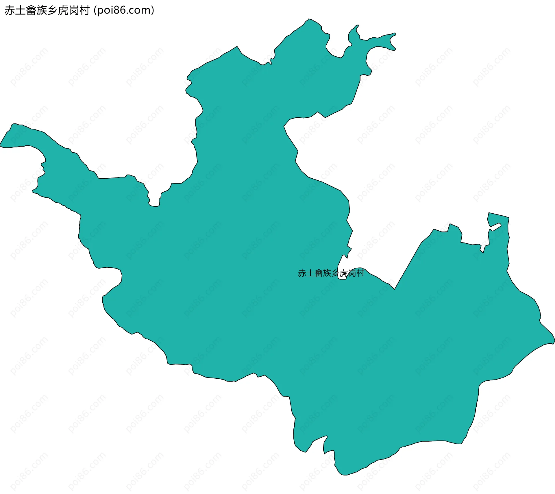 赤土畲族乡虎岗村边界地图