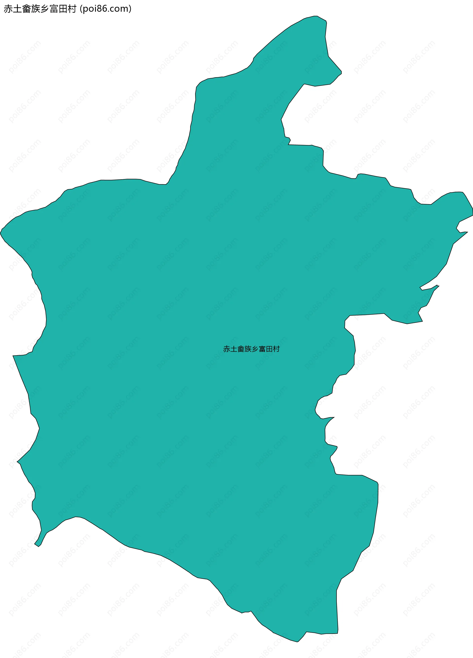 赤土畲族乡富田村边界地图