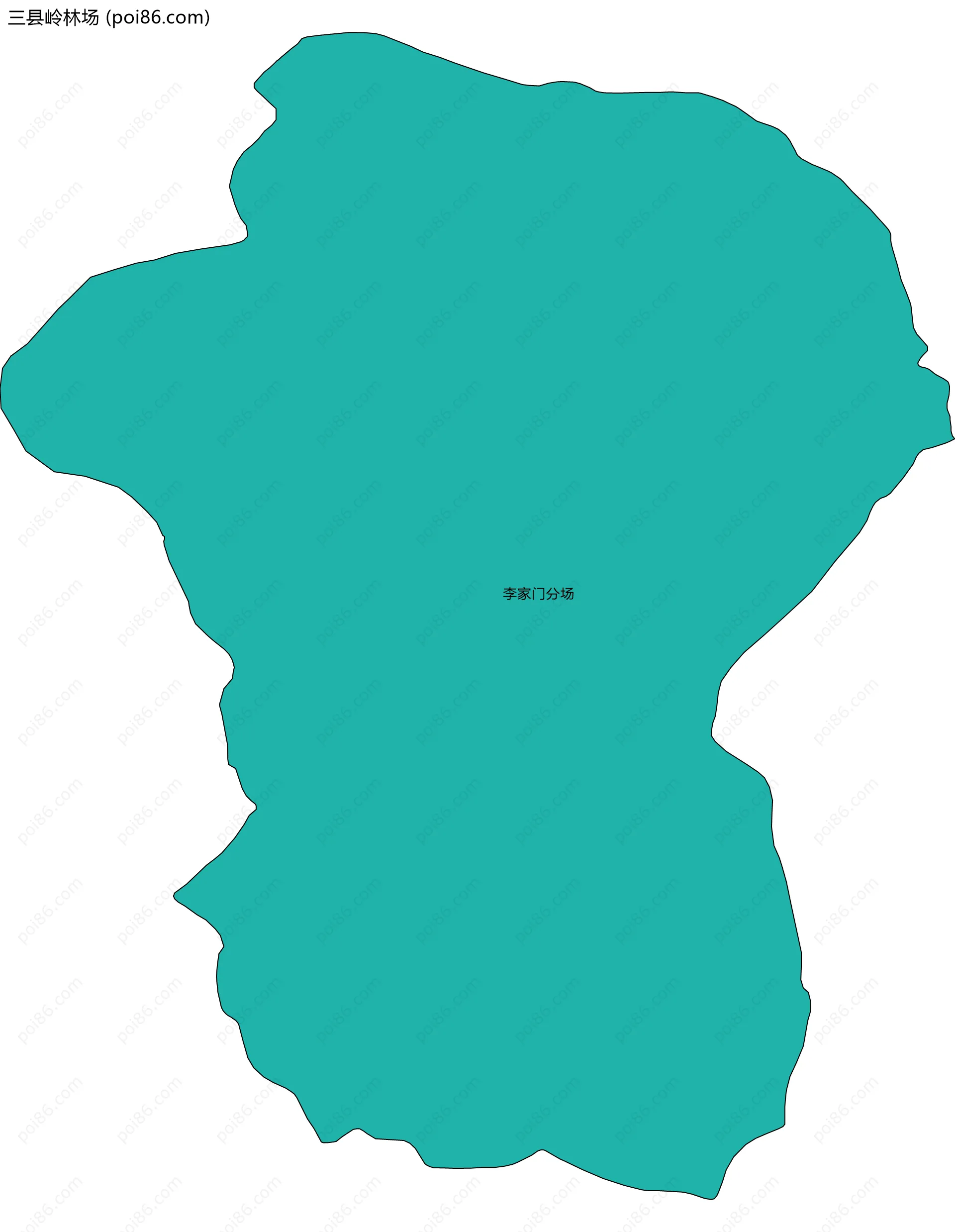 三县岭林场边界地图(五级行政区划)