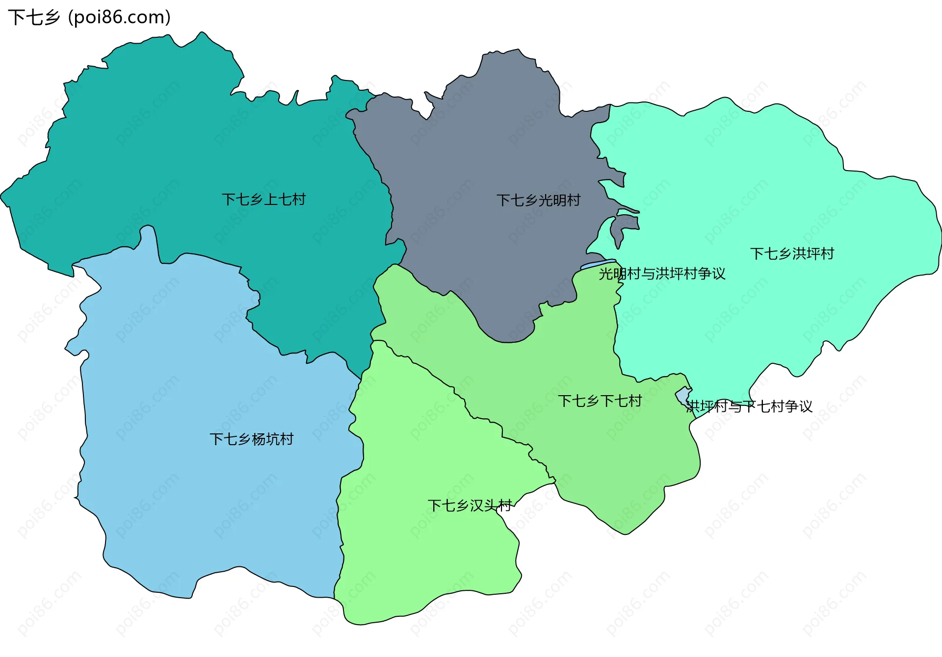 下七乡边界地图(五级行政区划)