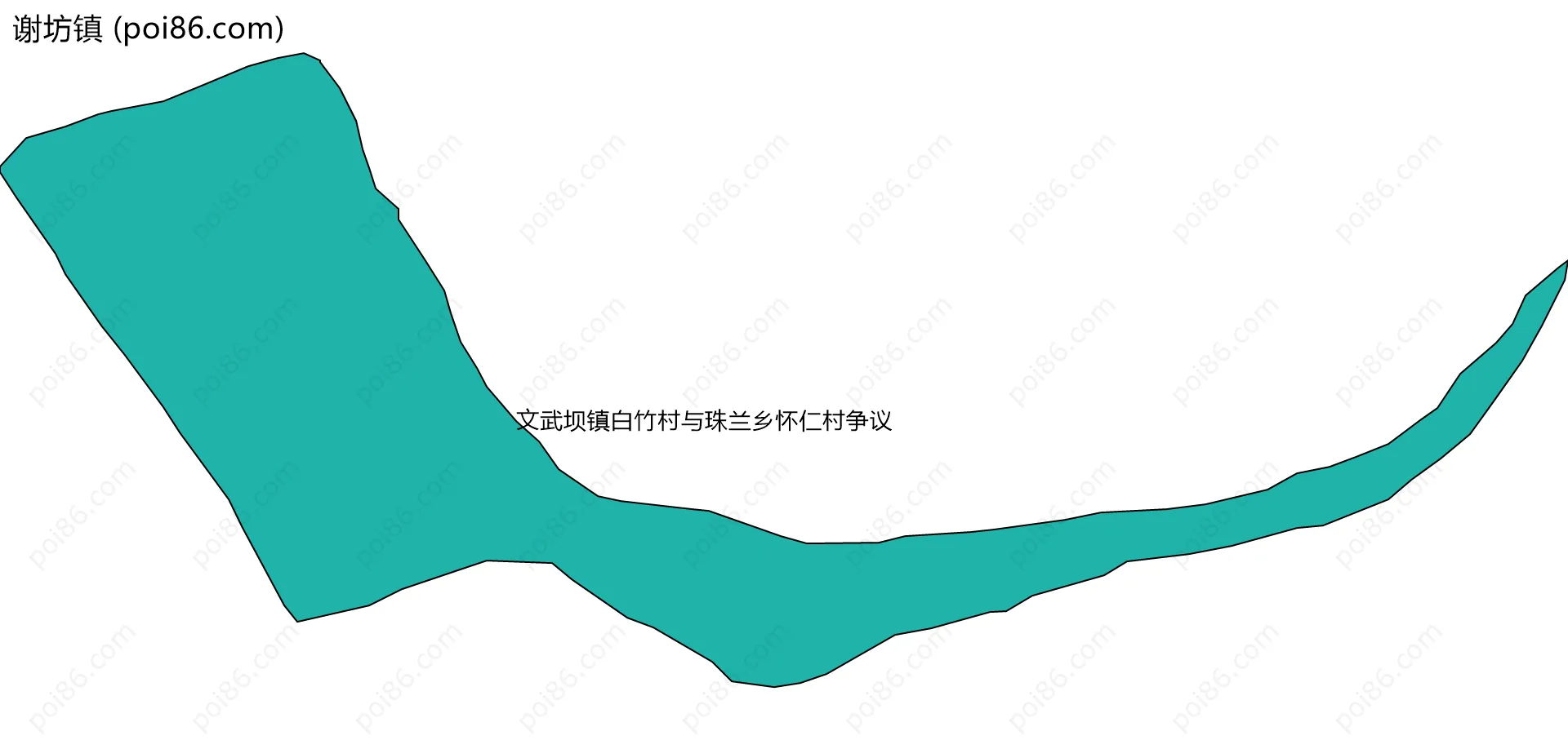 谢坊镇边界地图(五级行政区划)