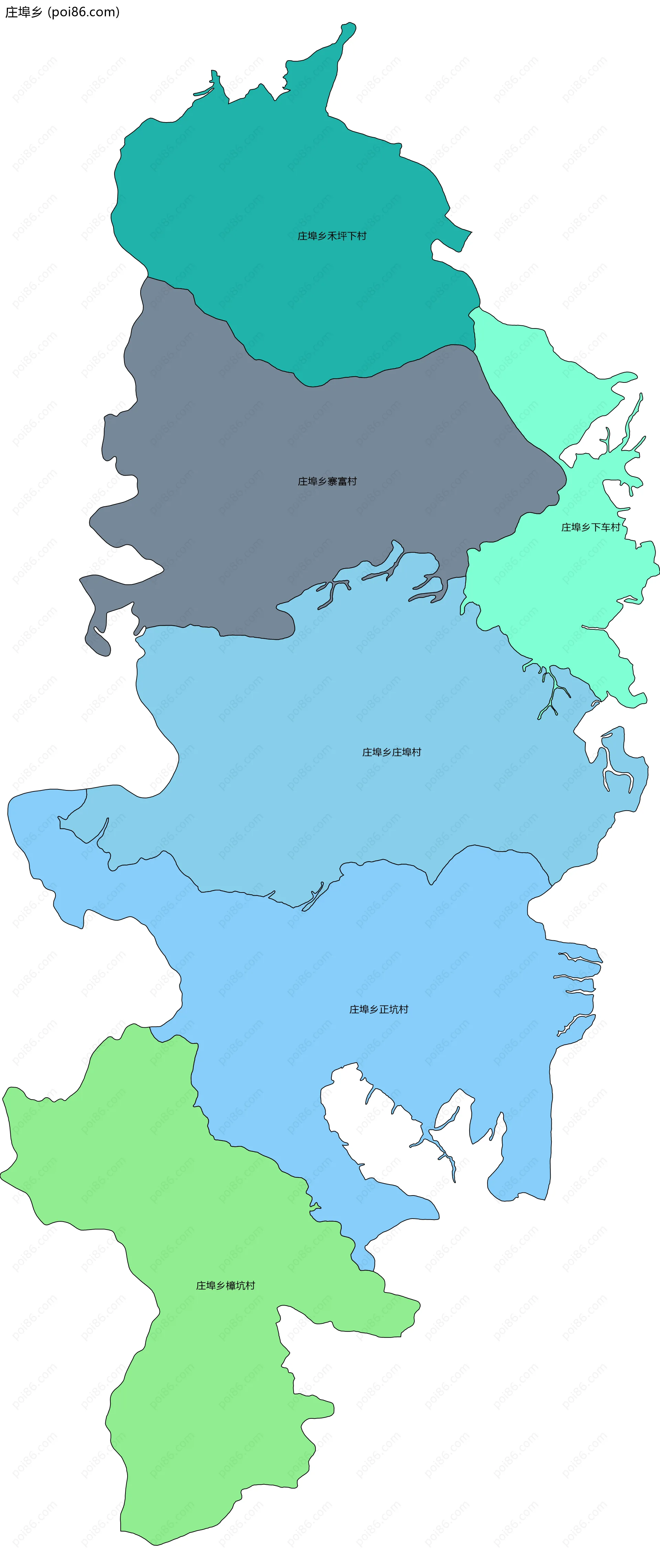 庄埠乡边界地图(五级行政区划)