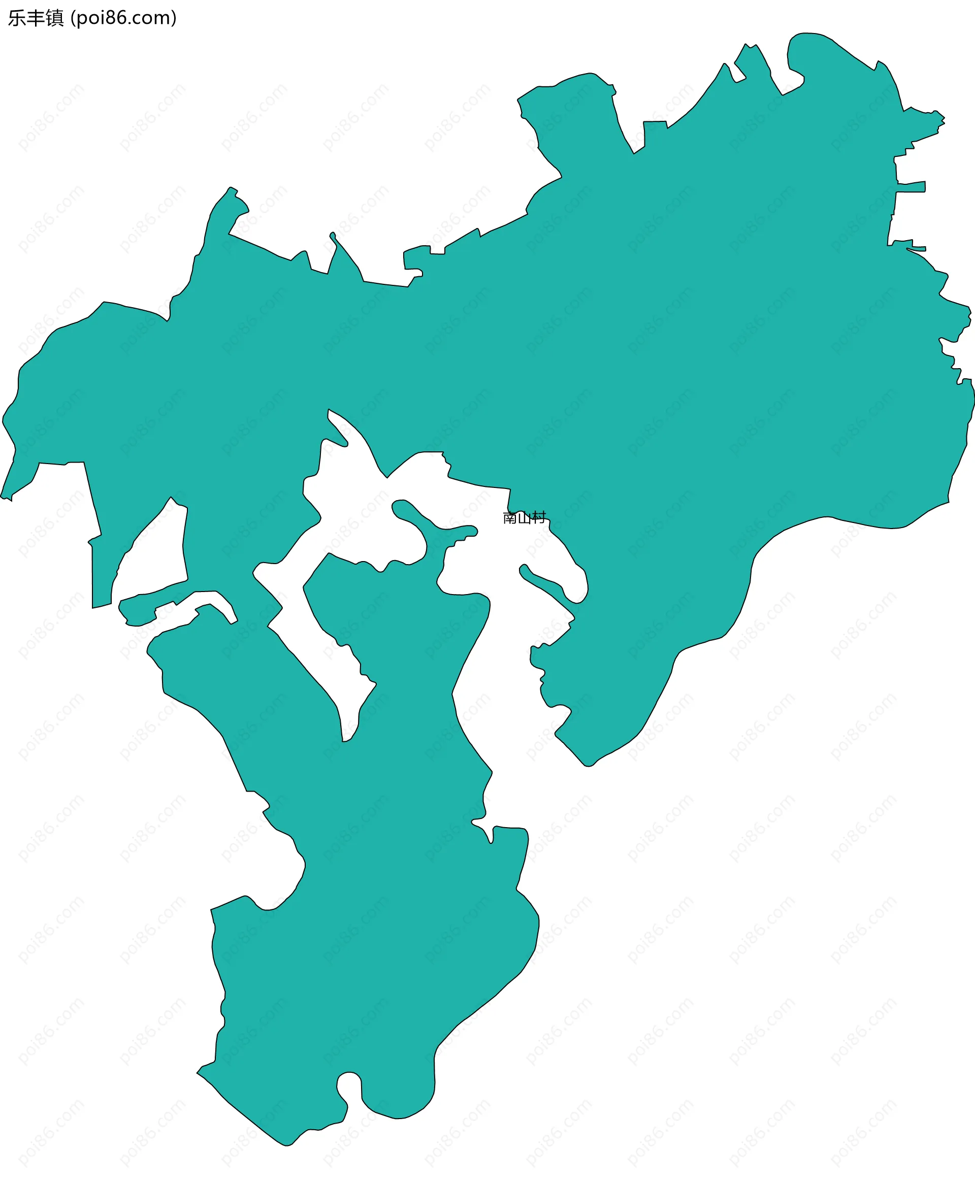 乐丰镇边界地图(五级行政区划)