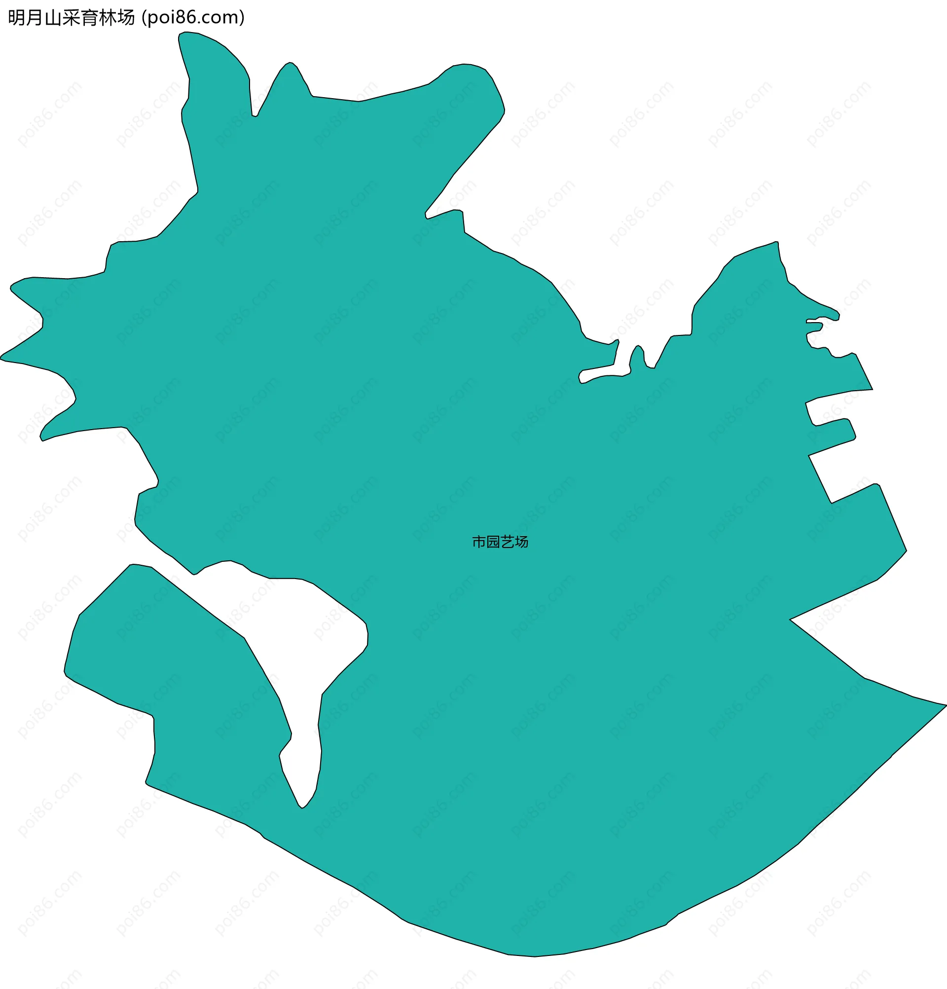 明月山采育林场边界地图(五级行政区划)