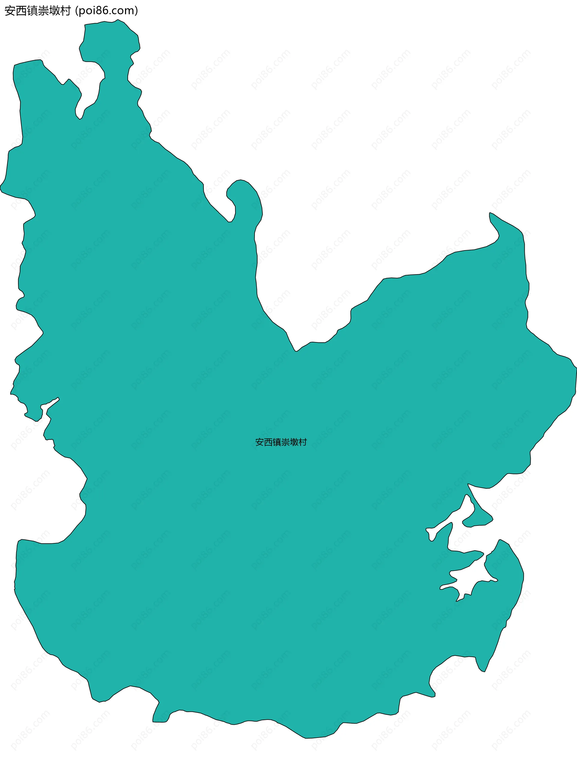 安西镇崇墩村边界地图