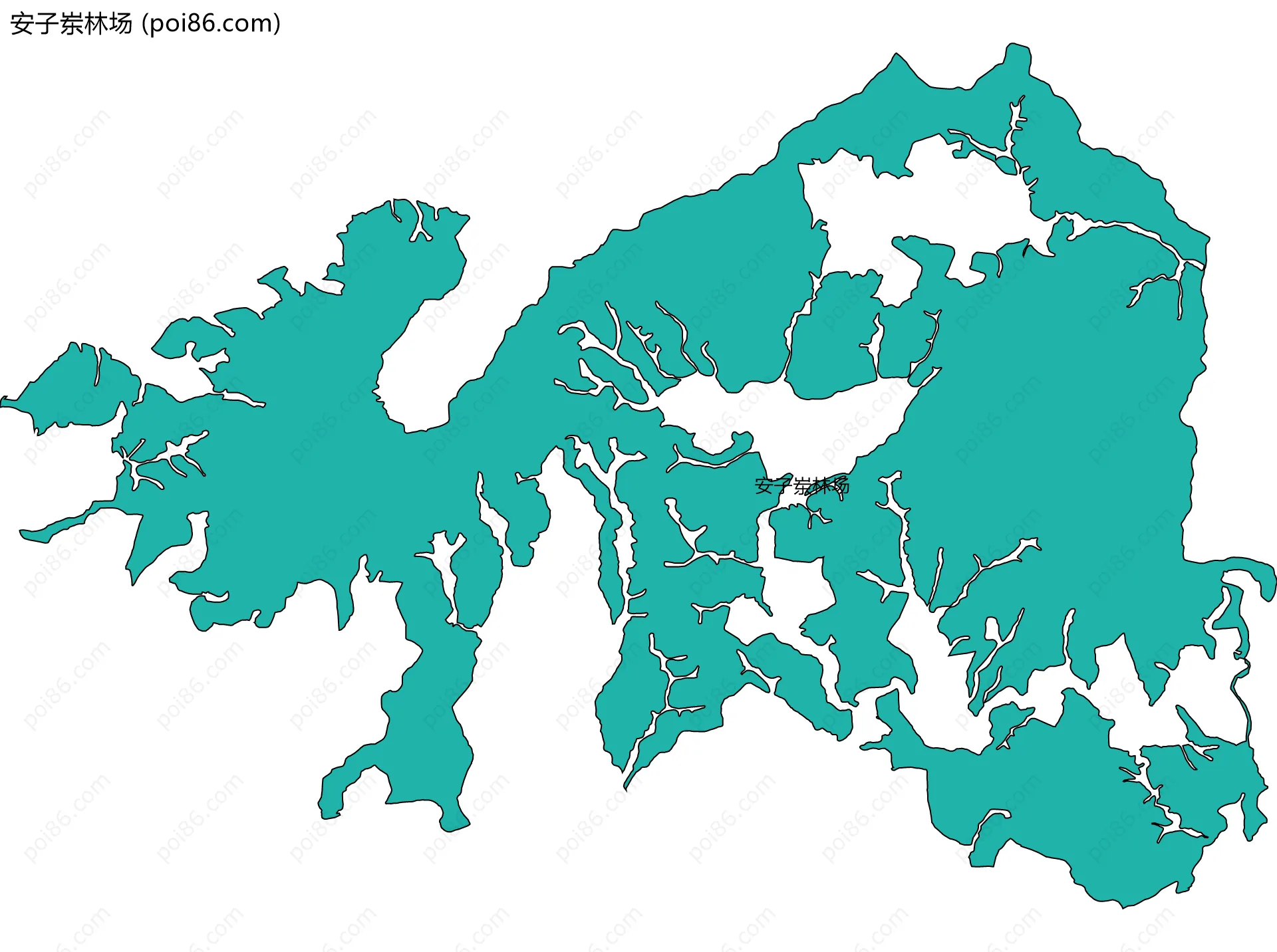 安子岽林场边界地图(五级行政区划)