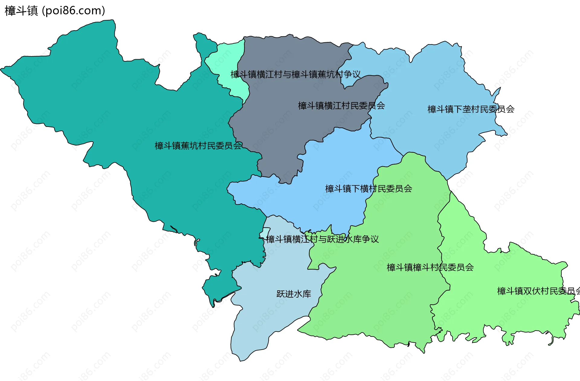 樟斗镇边界地图(五级行政区划)