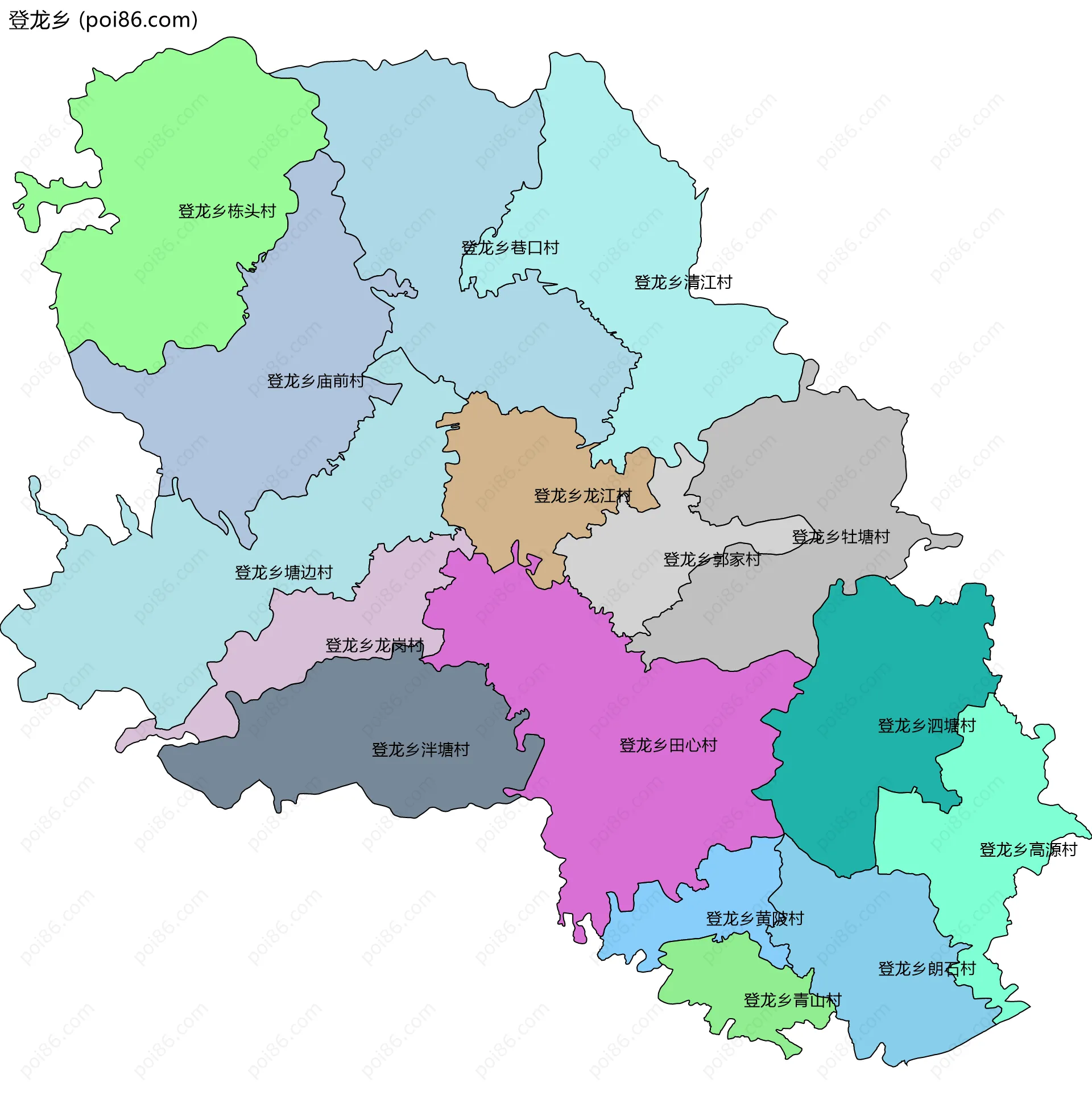 登龙乡边界地图(五级行政区划)