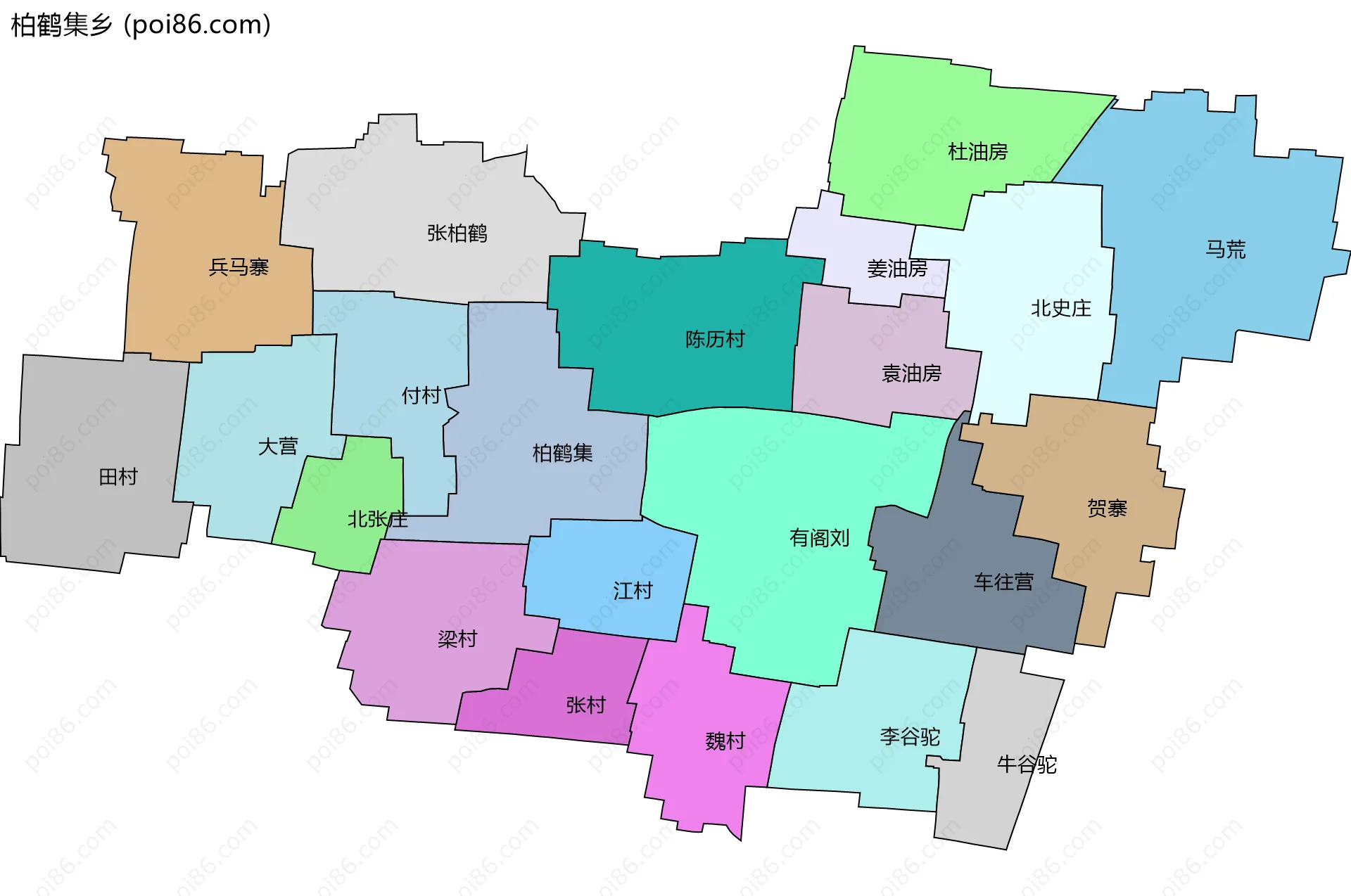 柏鹤集乡边界地图(五级行政区划)