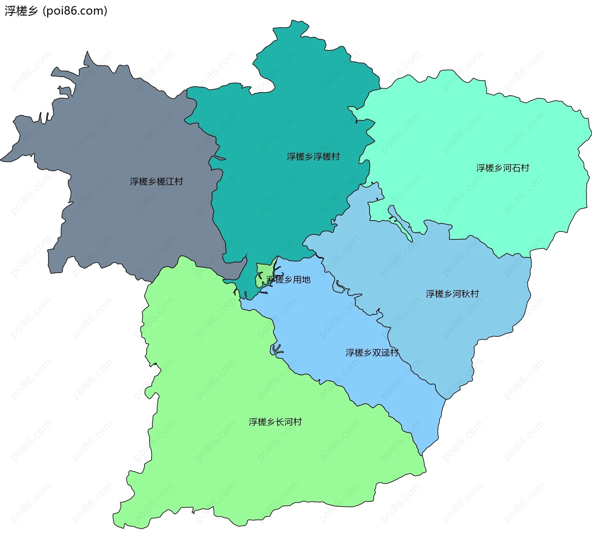 浮槎乡边界地图(五级行政区划)