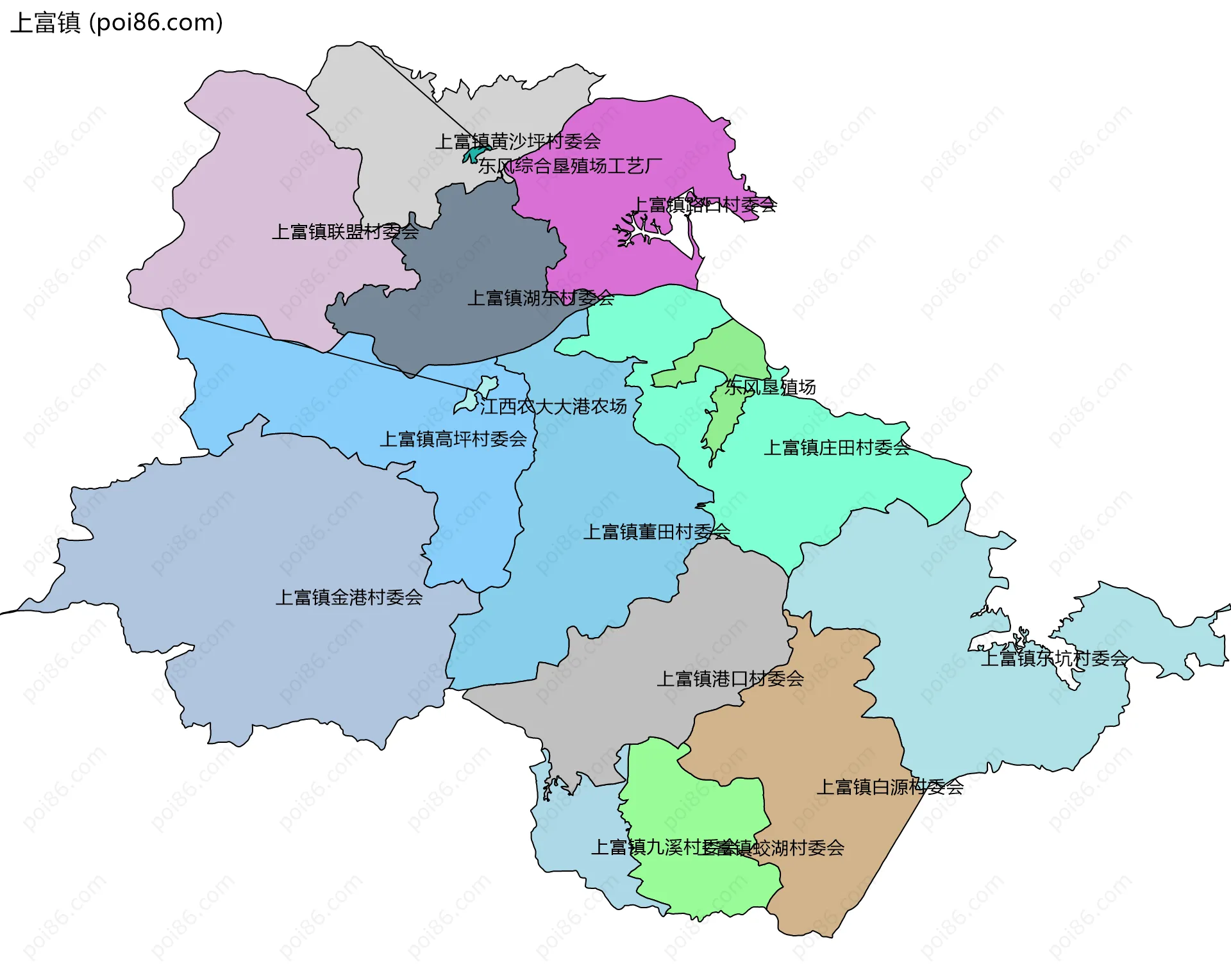 上富镇边界地图(五级行政区划)