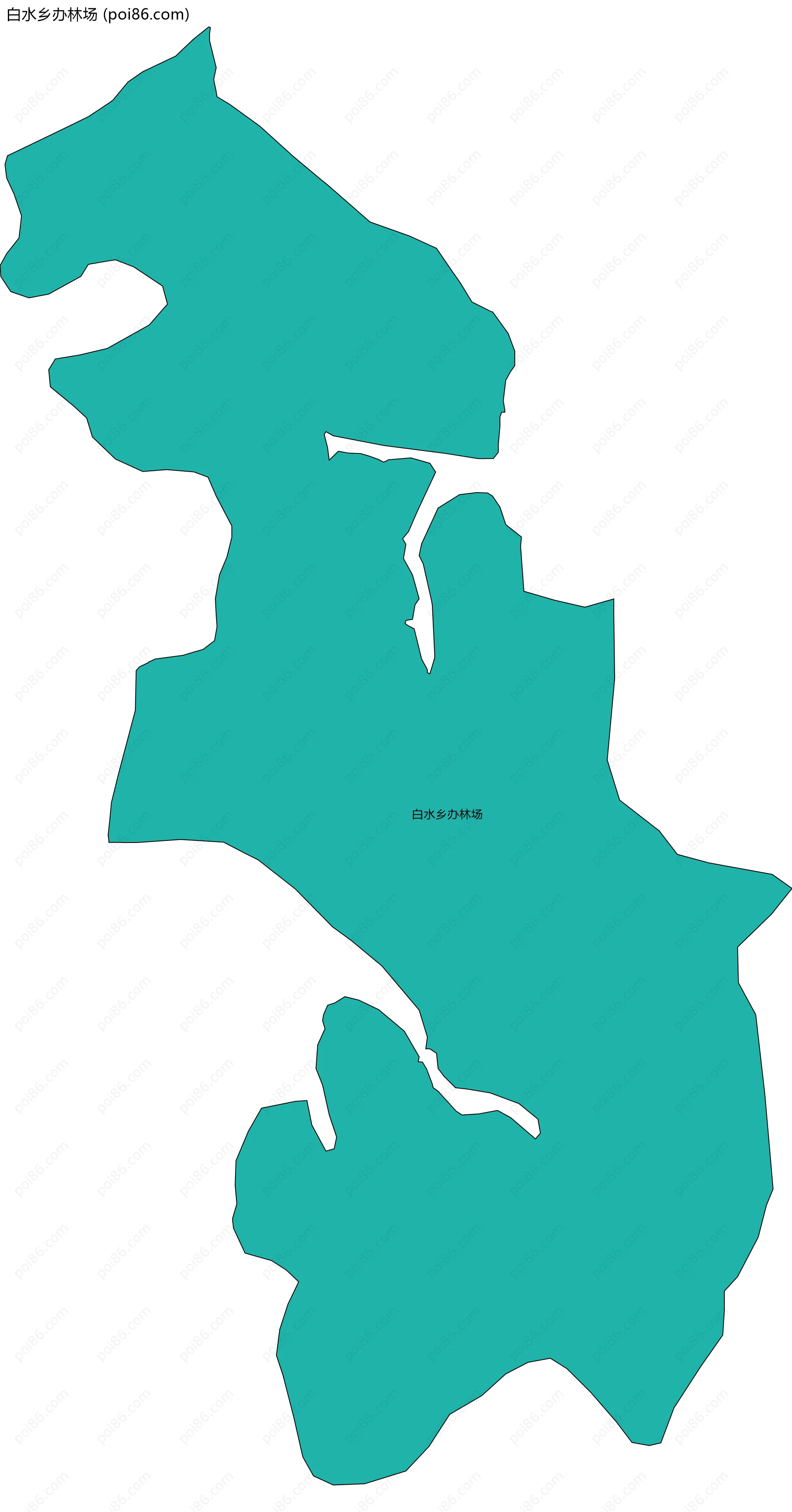 白水乡办林场边界地图(五级行政区划)