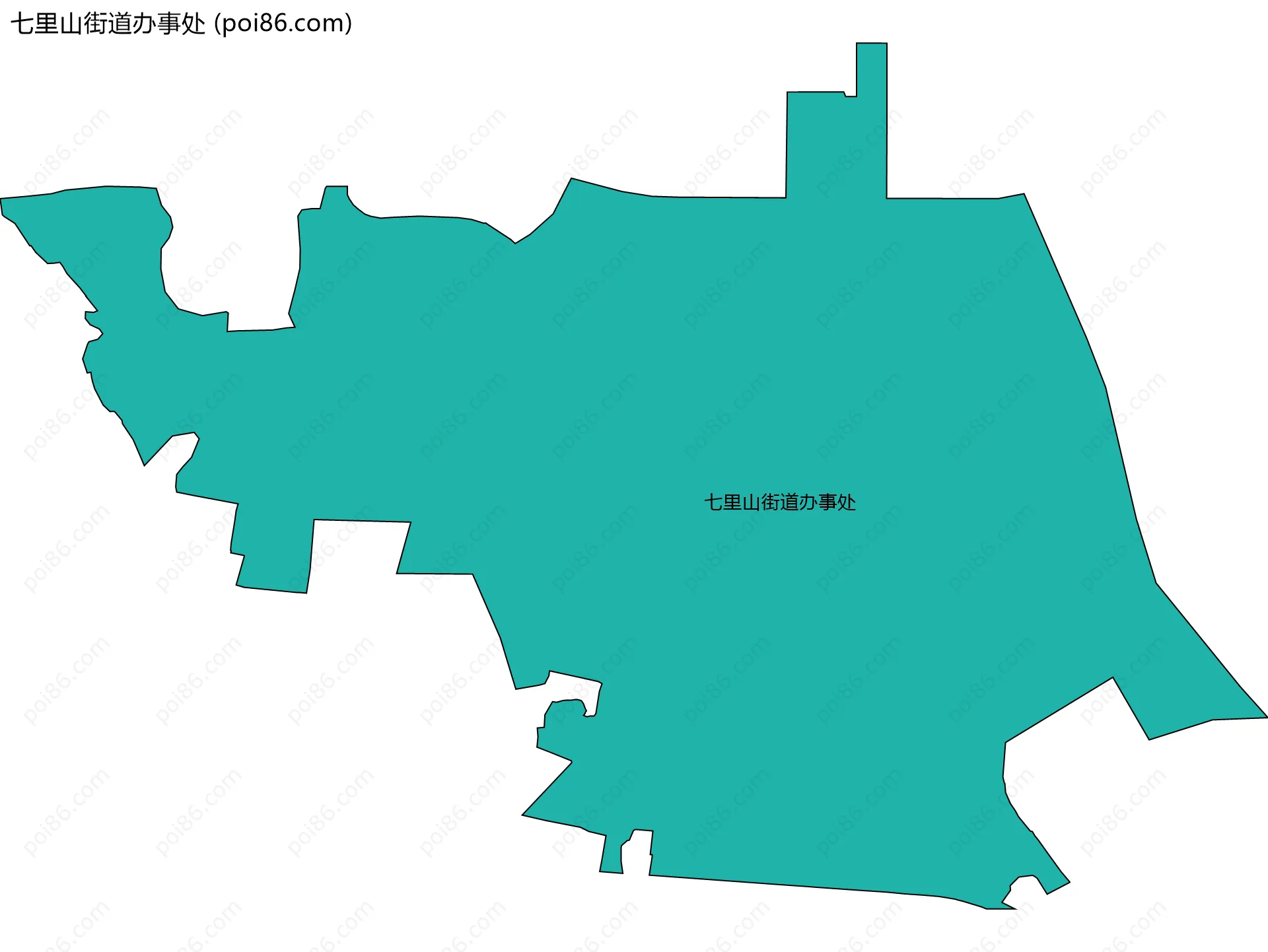 七里山街道办事处边界地图(五级行政区划)