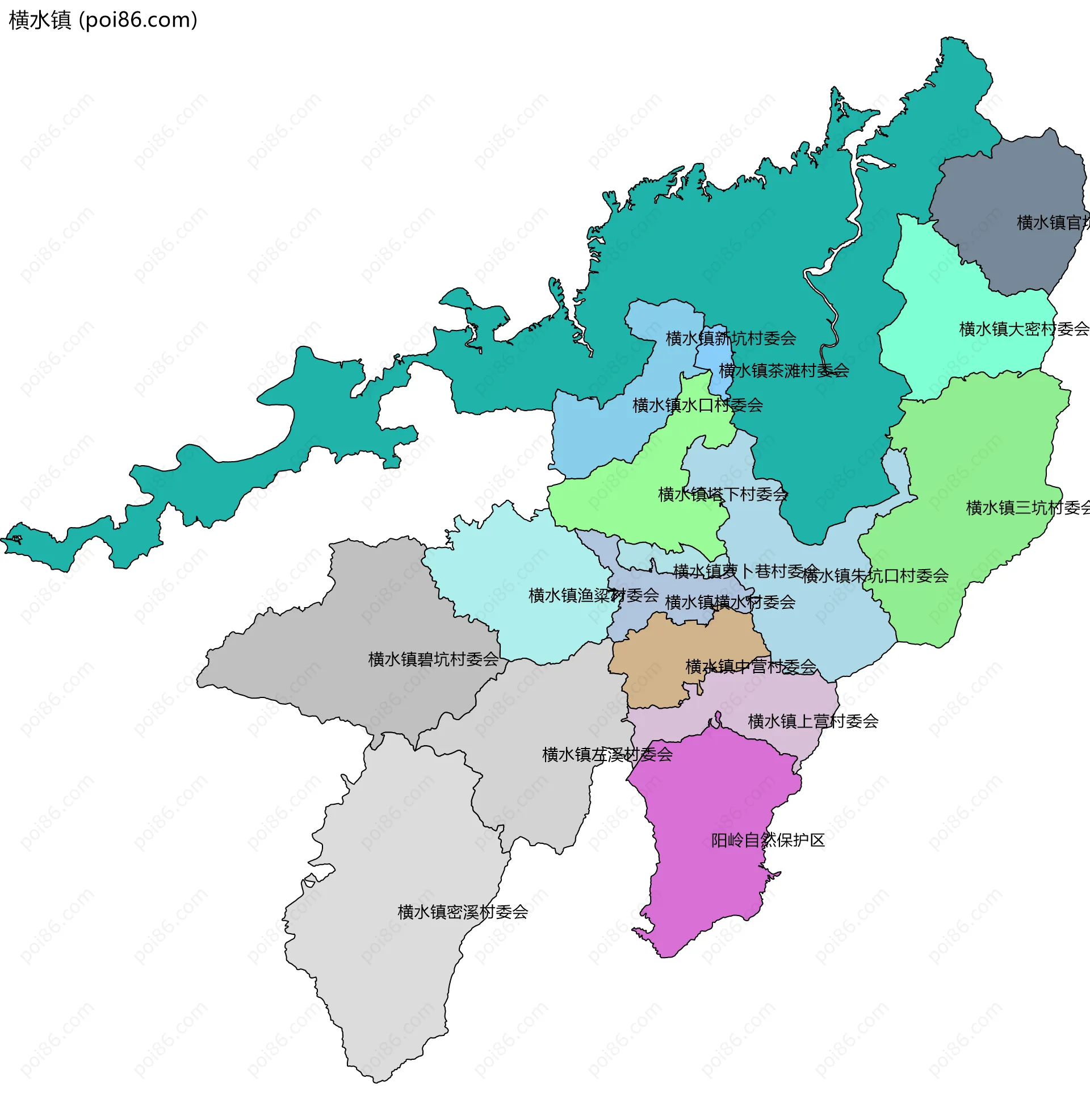横水镇边界地图(五级行政区划)