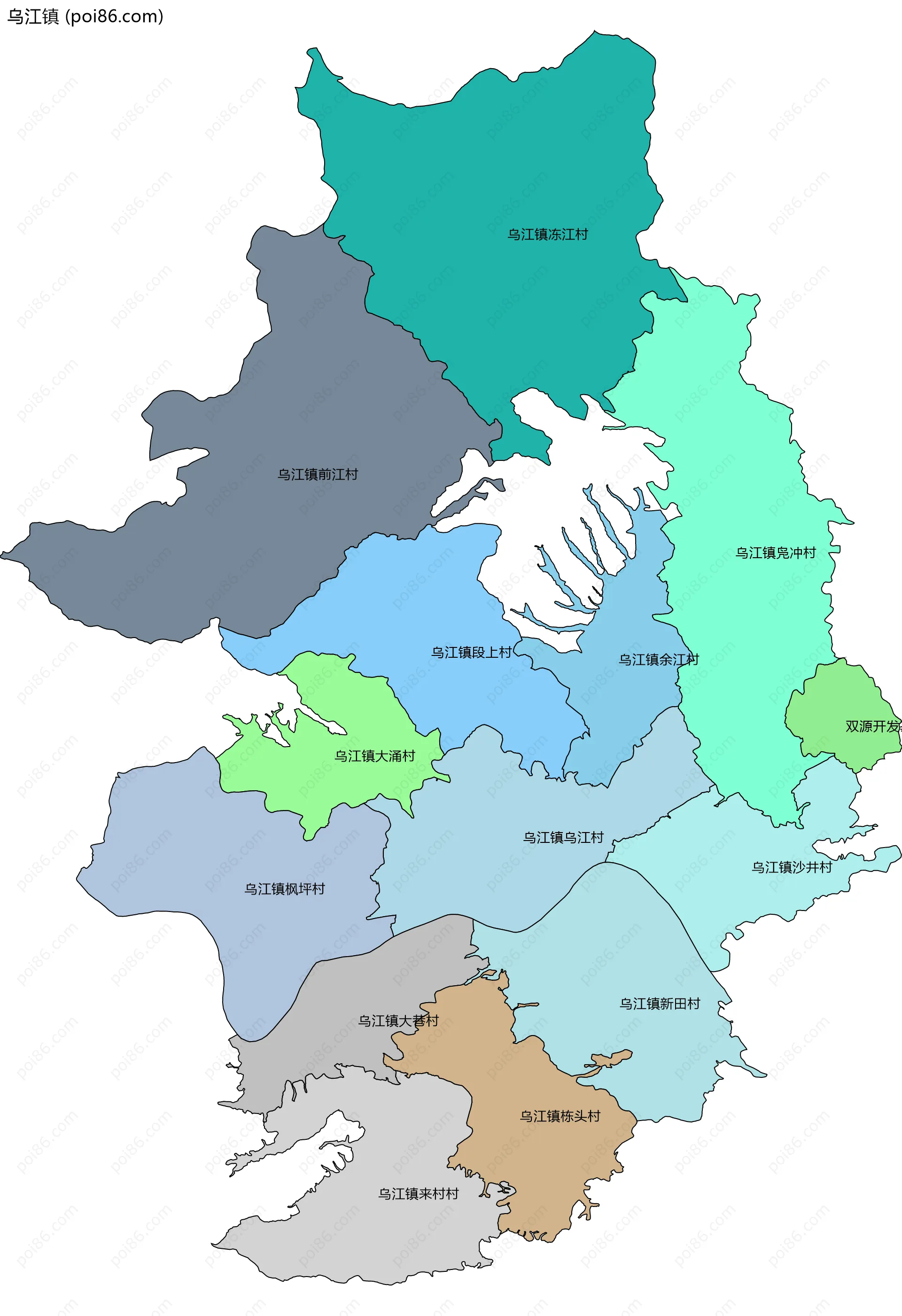 乌江镇边界地图(五级行政区划)