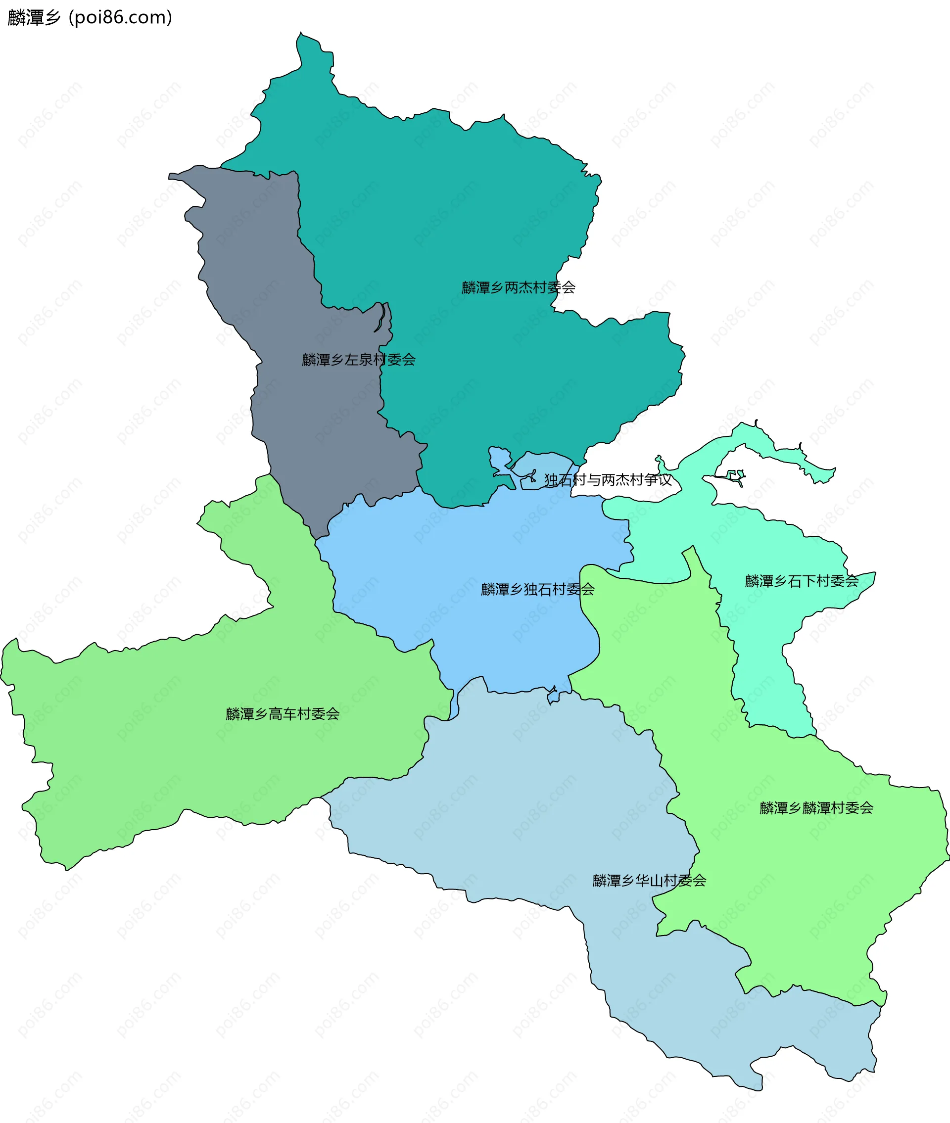 麟潭乡边界地图(五级行政区划)